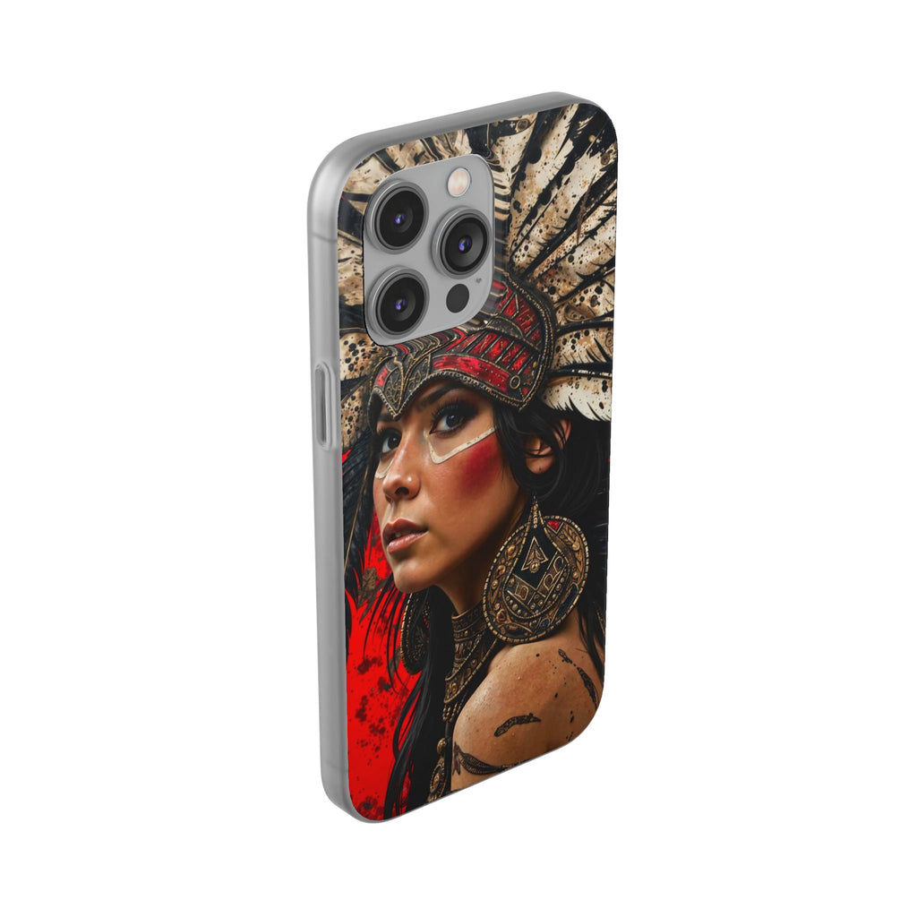 Aztec Moon Goddess – Flexi Phone Case (iPhone & Samsung • Clear TPU • Made in USA • Personalized Option)