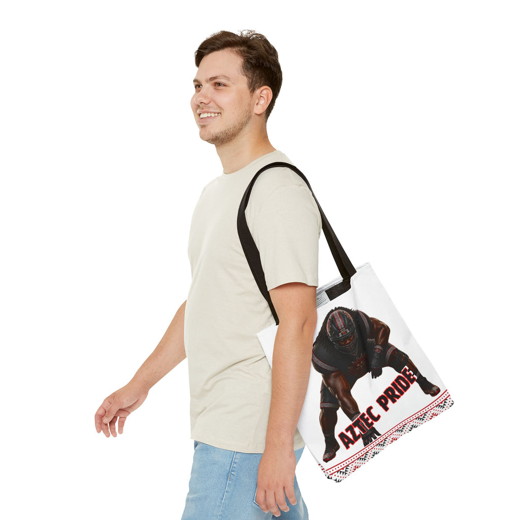 Aztec Football O-Line Warrior Tote Bag | Aztec-Inspired AI Art • Made & Shipped in the USA • 🚚 FREE USA Shipping • FREE Personalization