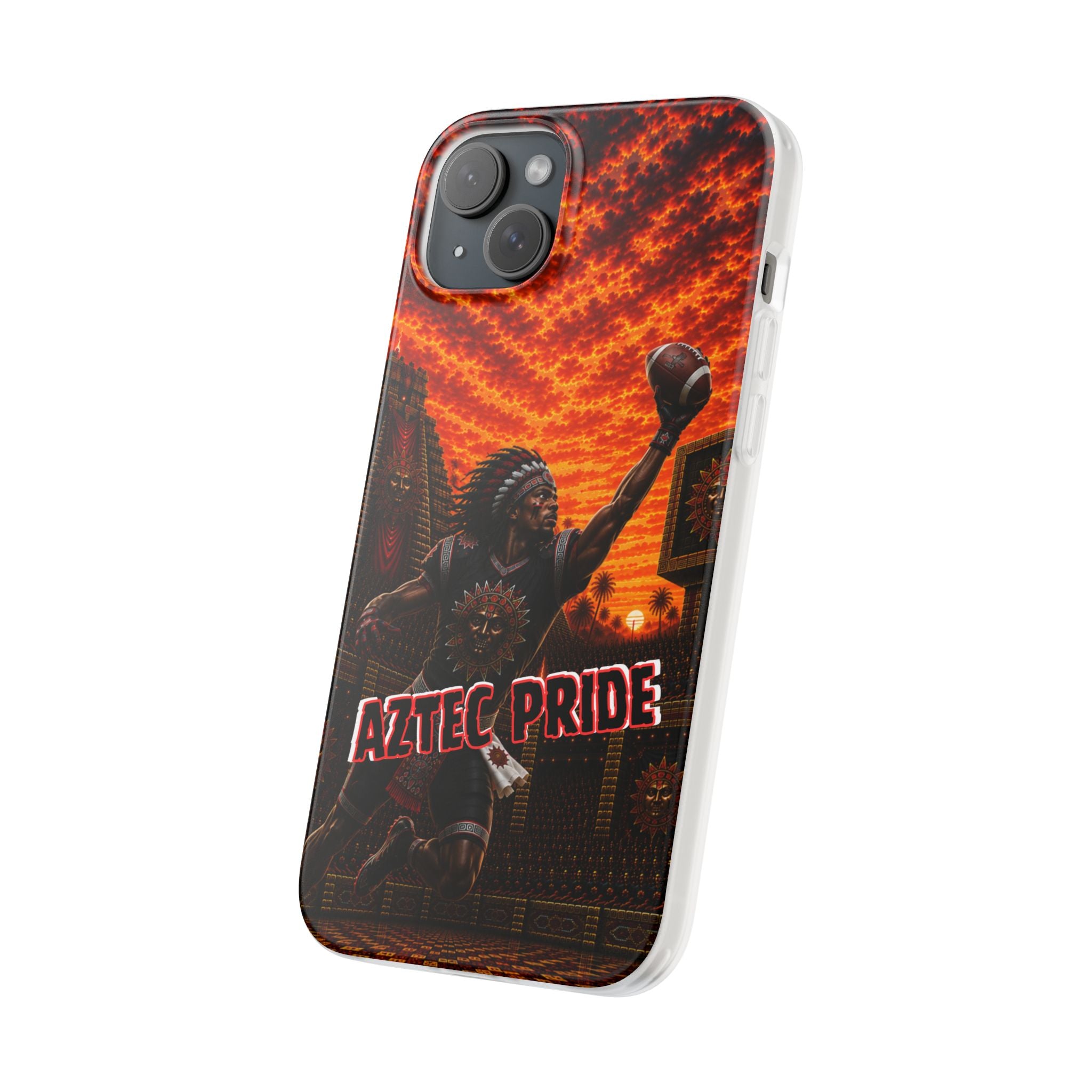 Aztec Football Warrior – Flexi Phone Case (iPhone & Samsung • Clear TPU • Made & Shipped in the USA • 🚚 FREE USA Shipping • Personalized Option)