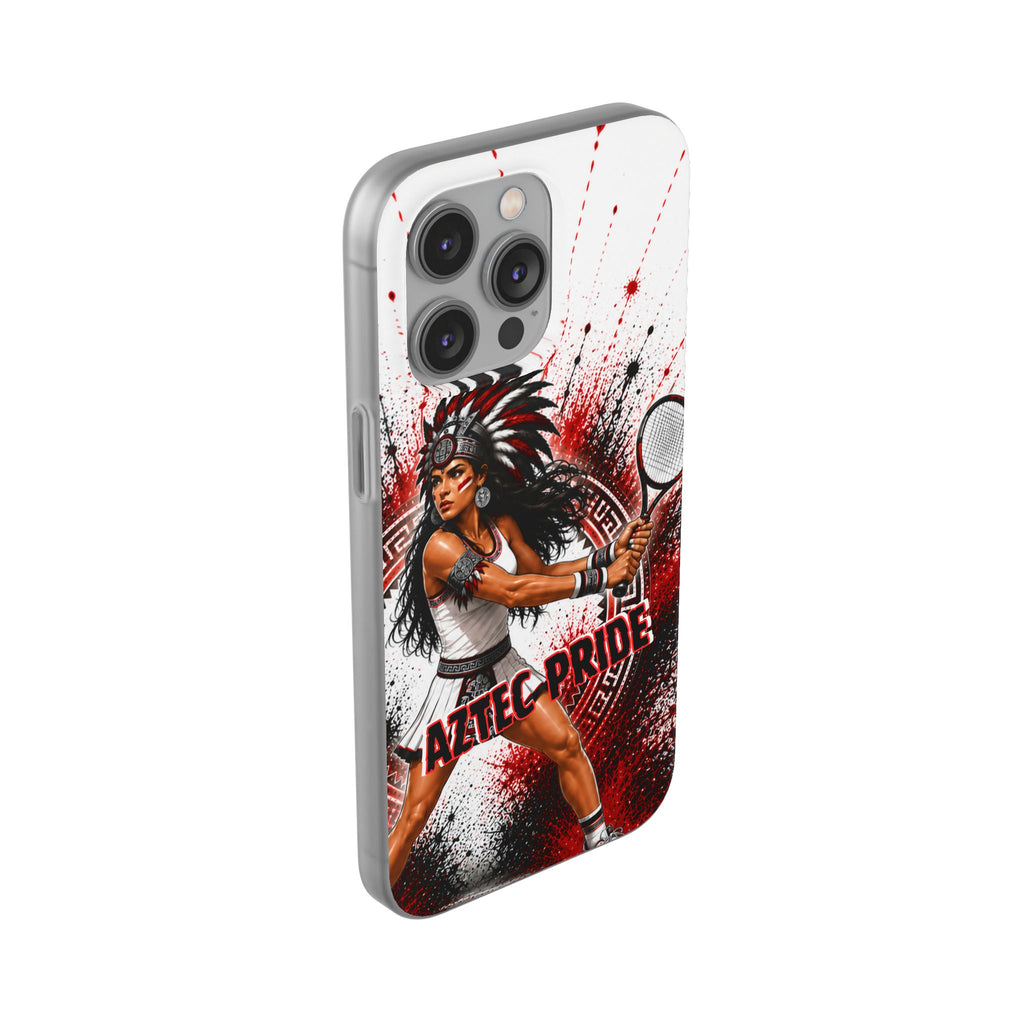 Aztec Tennis Female Warrior – Flexi Phone Case (iPhone & Samsung • Clear TPU • Made & Shipped in the USA • 🚚 FREE USA Shipping • Personalized Option)