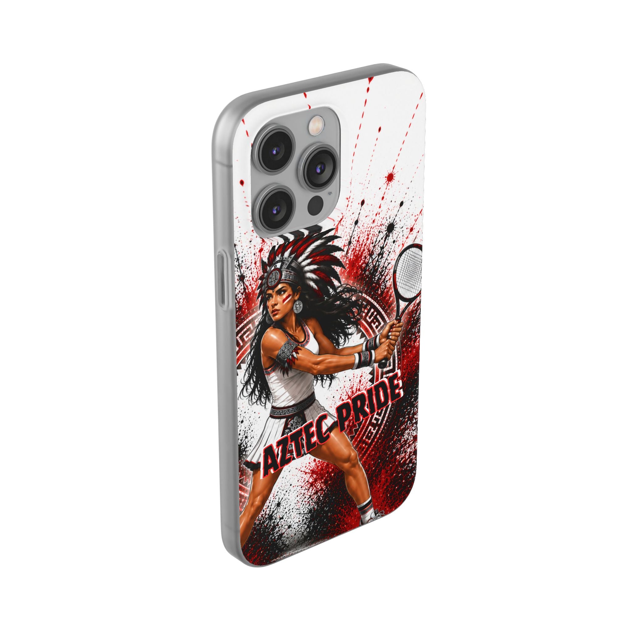 Aztec Tennis Female Warrior – Flexi Phone Case (iPhone & Samsung • Clear TPU • Made & Shipped in the USA • 🚚 FREE USA Shipping • Personalized Option)