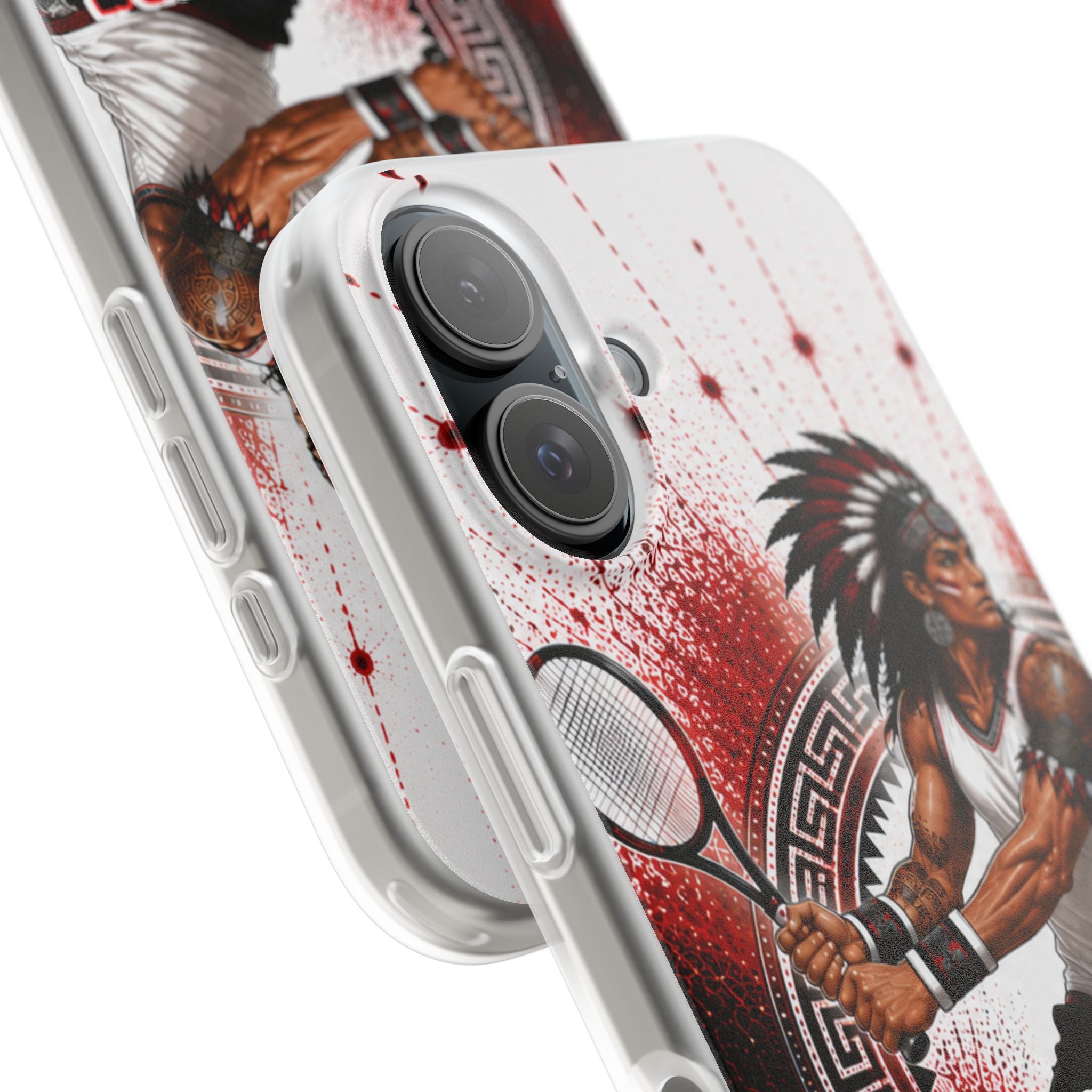 Aztec Tennis Male Warrior – Flexi Phone Case (iPhone & Samsung • Clear TPU • Made & Shipped in the USA • 🚚 FREE USA Shipping • Personalized Option)