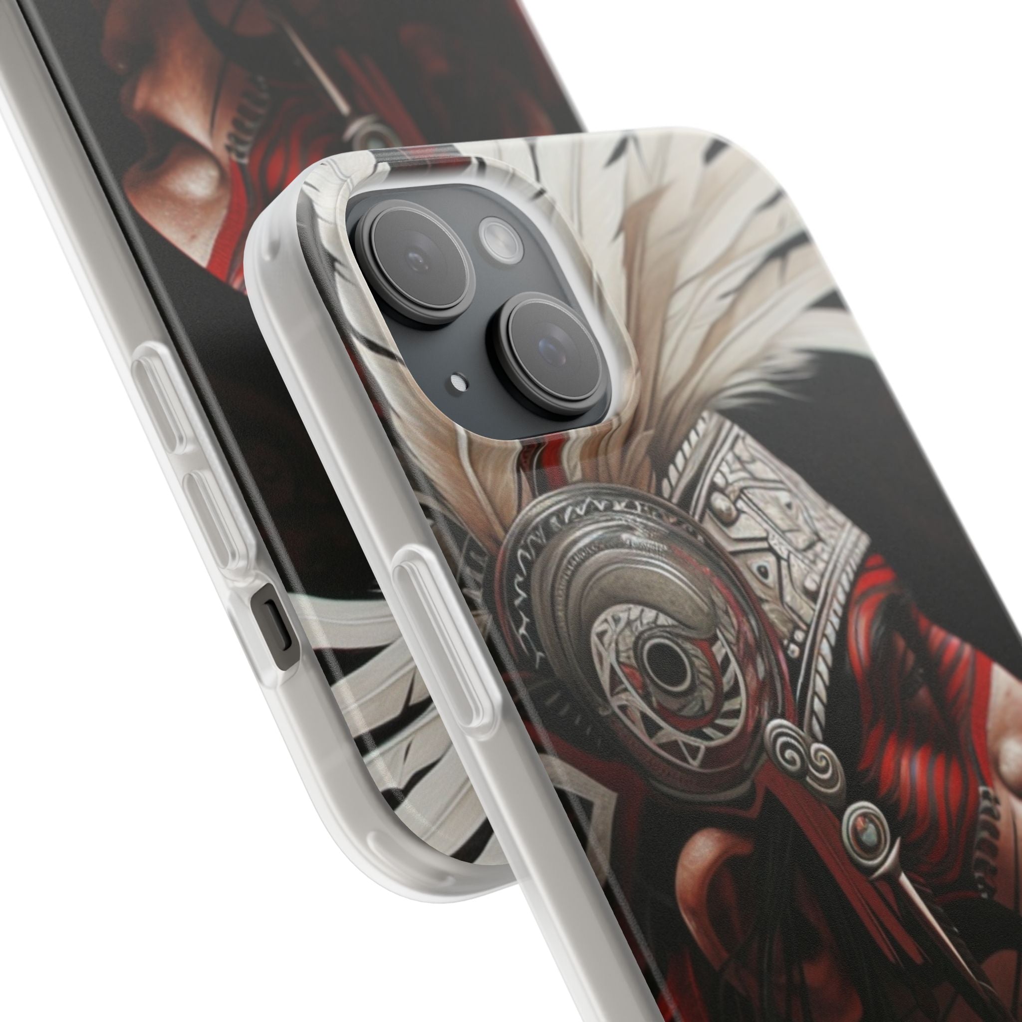 Aztec Warrior King – Flexi Phone Case (iPhone & Samsung • Clear TPU • Made in USA • Personalized Option)