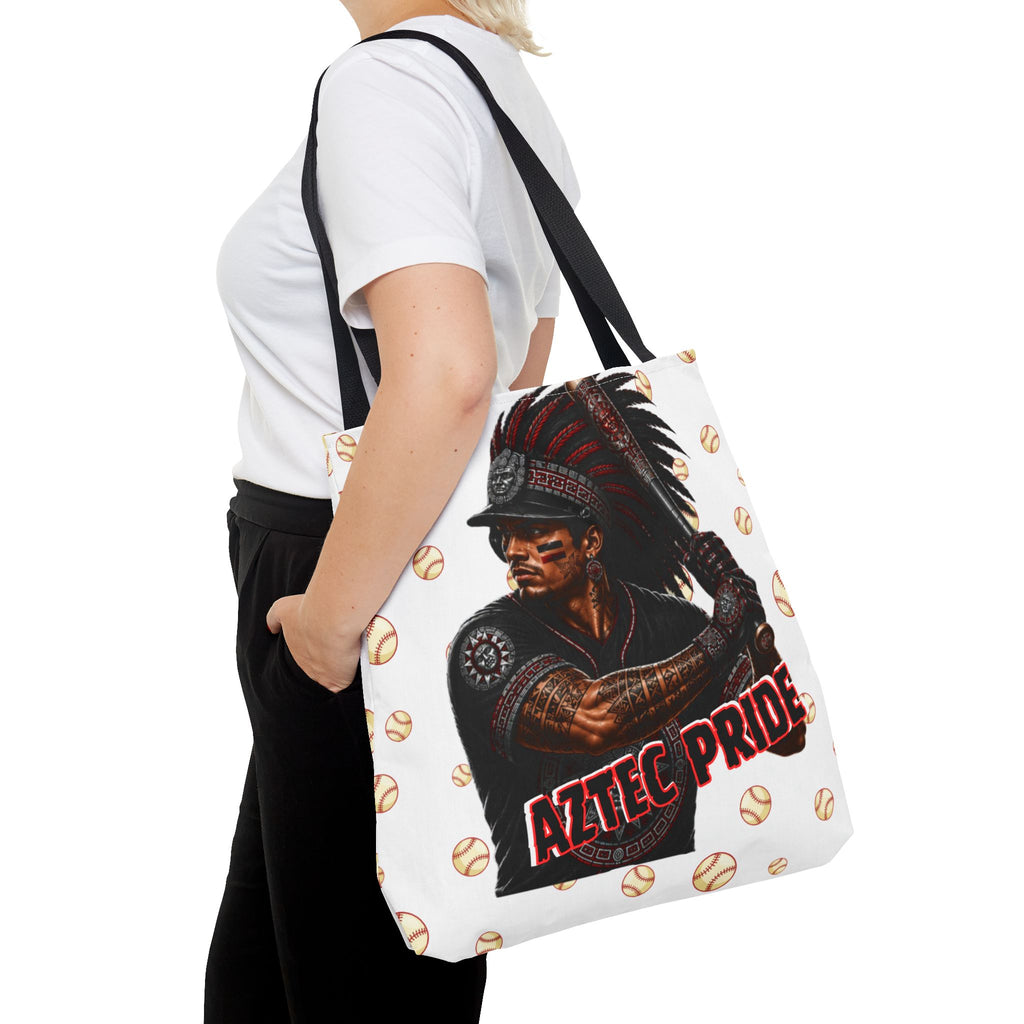 Aztec Baseball Warrior Tote Bag | Aztec-Inspired AI Art • Made & Shipped in the USA • 🚚 FREE USA Shipping • FREE Personalization