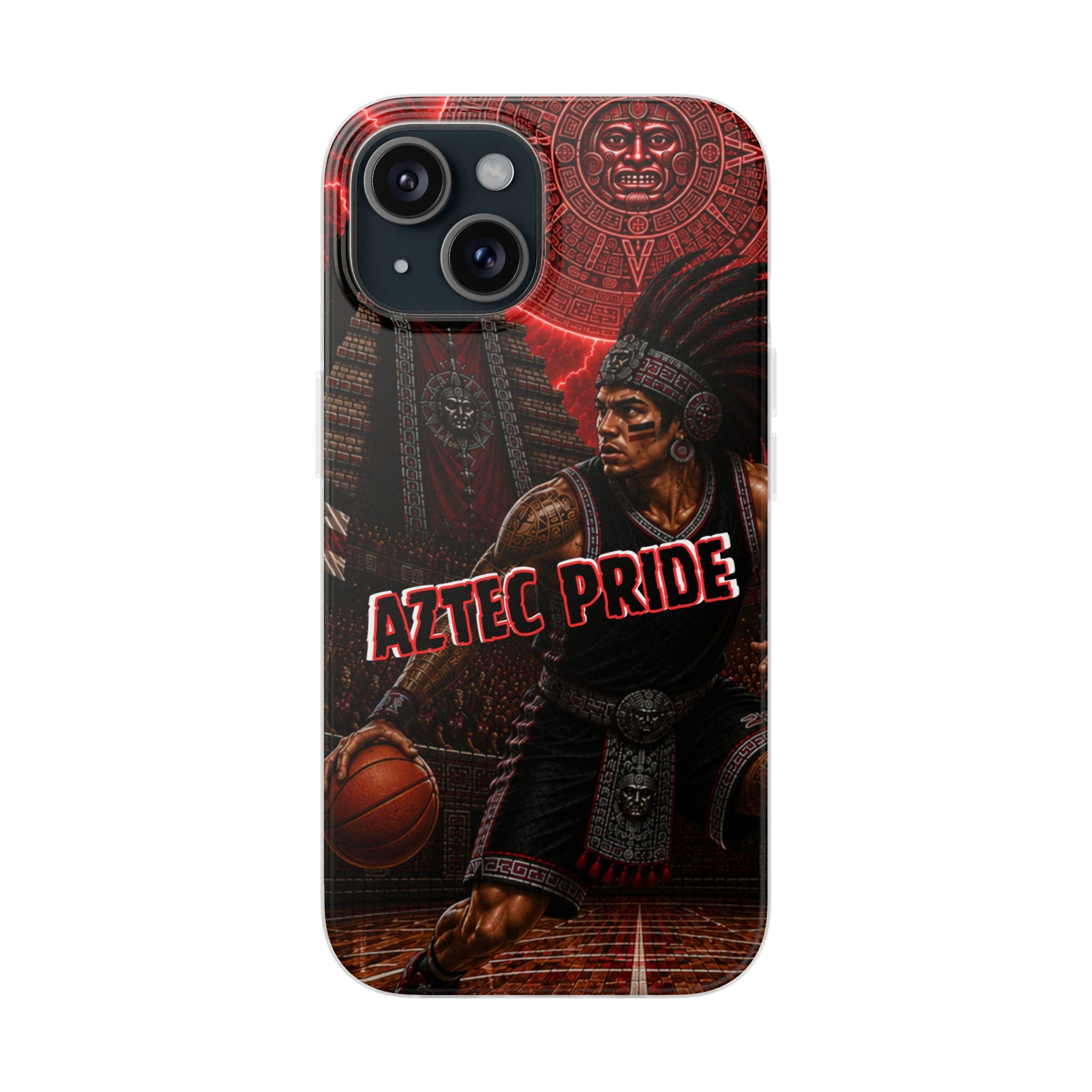 Aztec Basketall Warrior – Flexi Phone Case (iPhone & Samsung • Clear TPU • Made & Shipped in the USA • 🚚 FREE USA Shipping • Personalized Option)