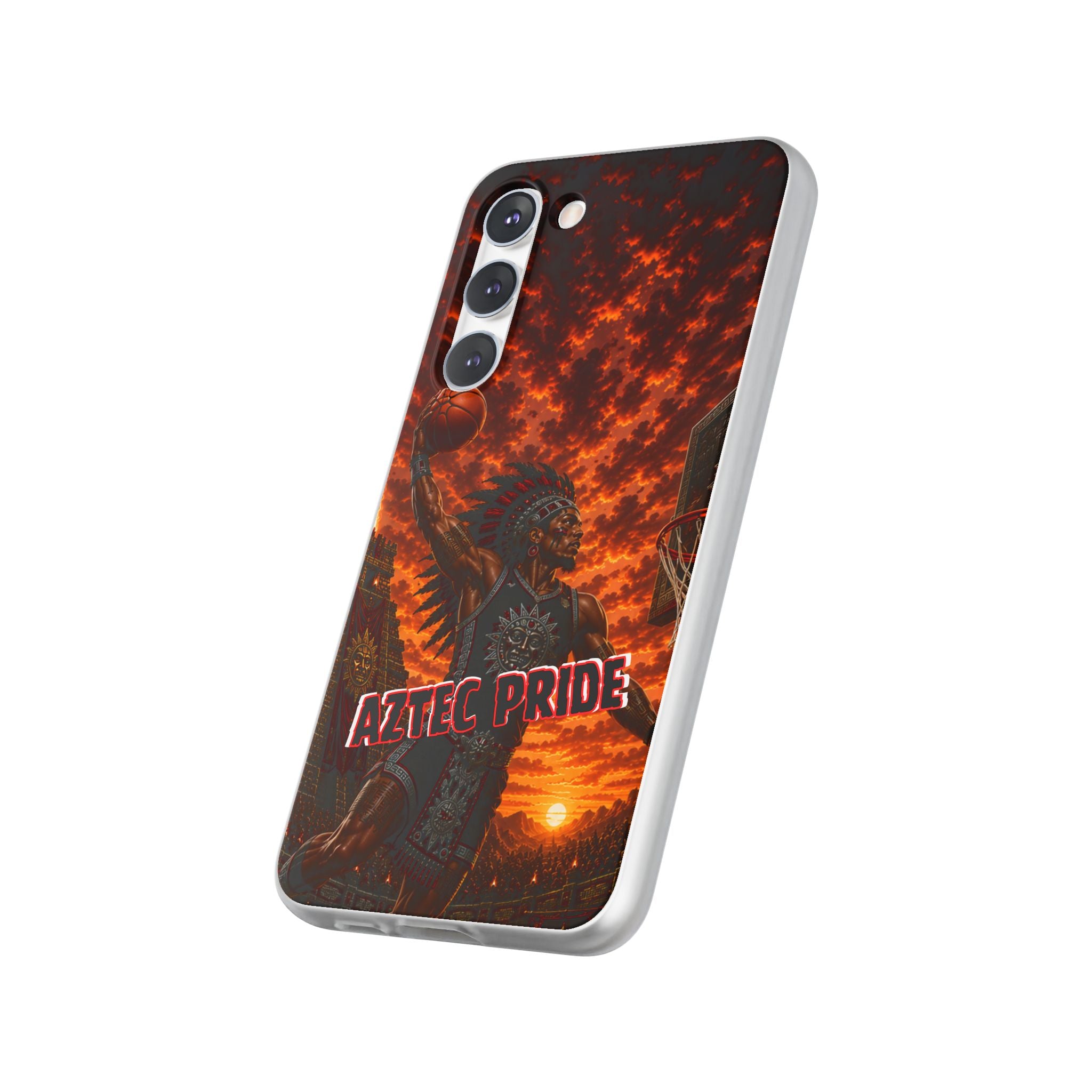 Aztec Basketball Male Warrior – Flexi Phone Case (iPhone & Samsung • Clear TPU • Made & Shipped in the USA • 🚚 FREE USA Shipping • Personalized Option)