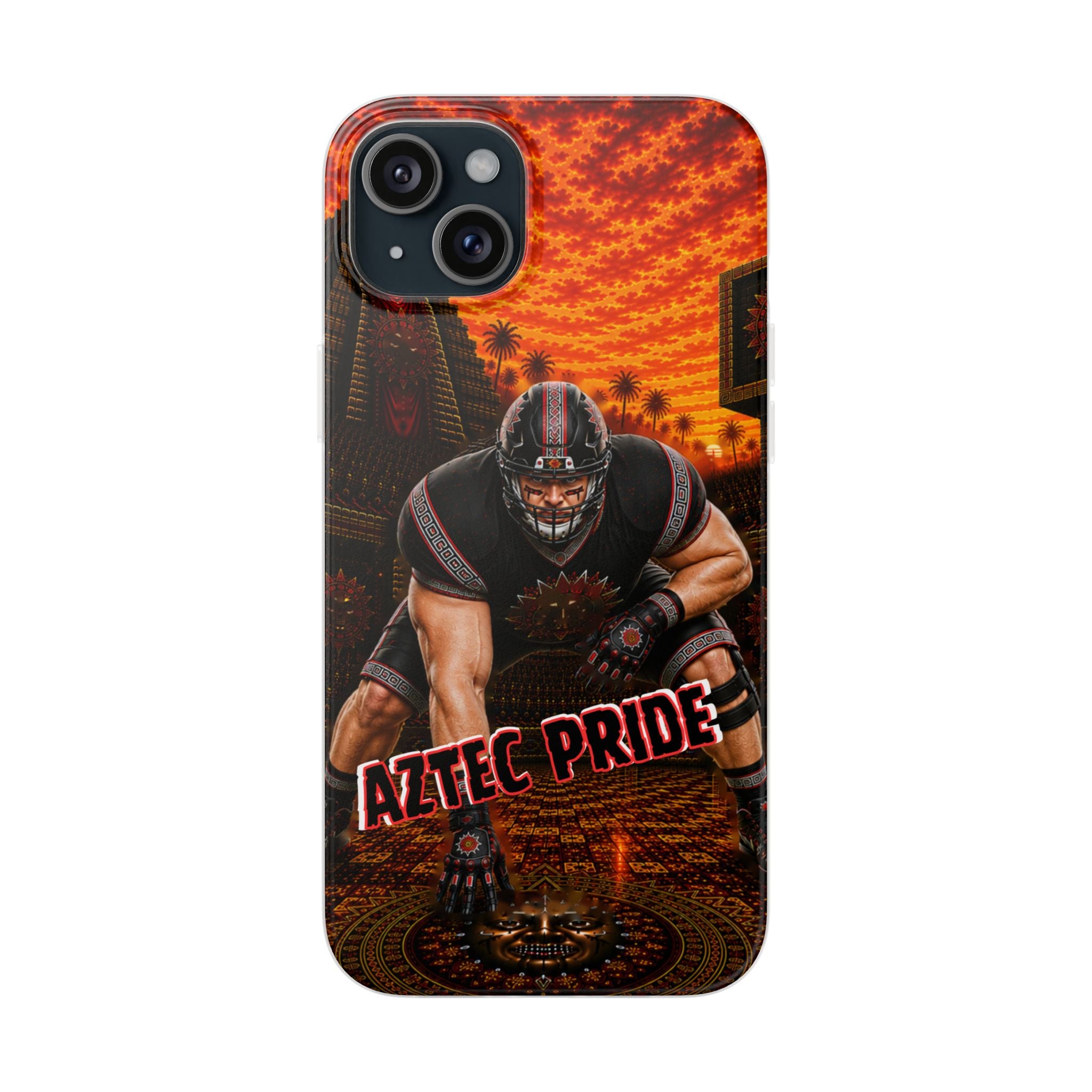 Aztec Football Warrior – Flexi Phone Case (iPhone & Samsung • Clear TPU • Made & Shipped in the USA • 🚚 FREE USA Shipping • Personalized Option)