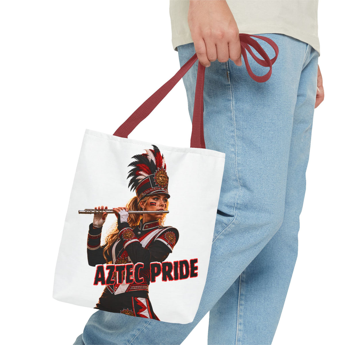 Aztec Band Warrior Tote Bag | Aztec-Inspired AI Art • Made & Shipped in the USA • 🚚 FREE USA Shipping • FREE Personalization