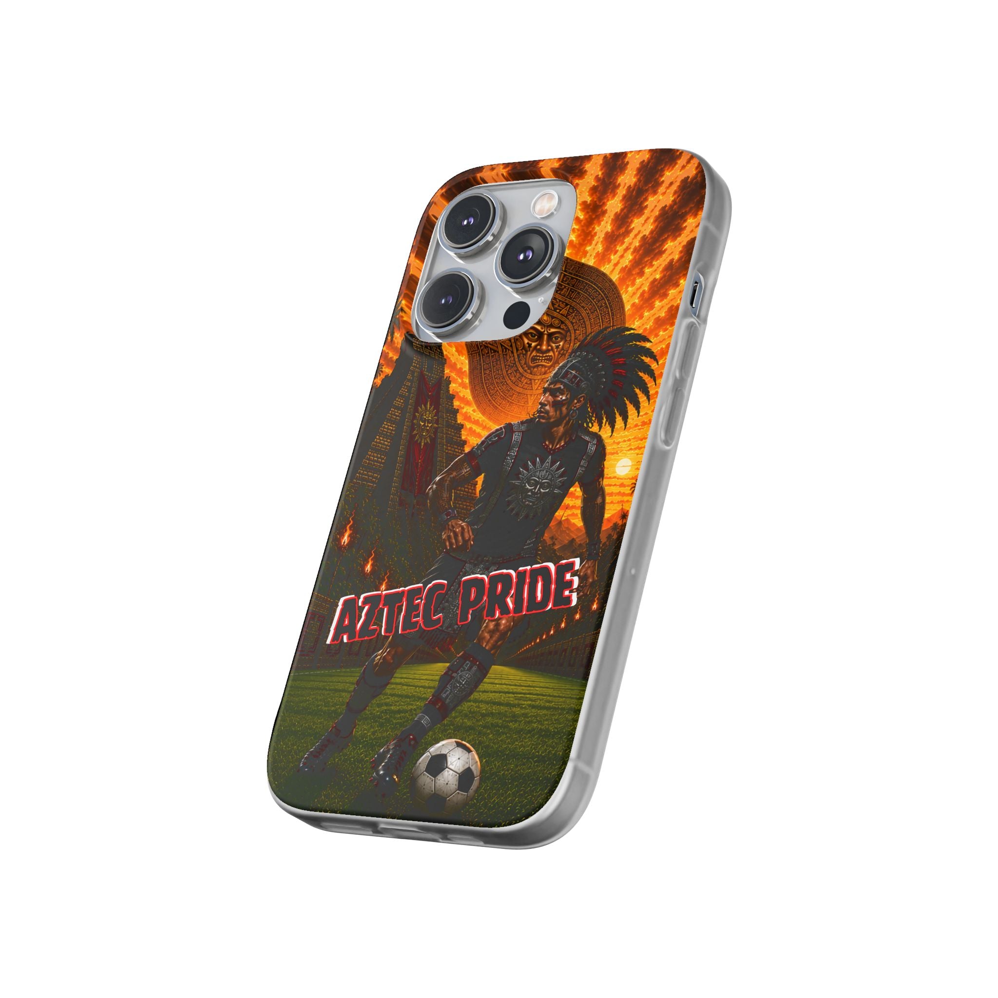 Aztec Soccer Male Warrior – Flexi Phone Case (iPhone & Samsung • Clear TPU • Made & Shipped in the USA • 🚚 FREE USA Shipping • Personalized Option)