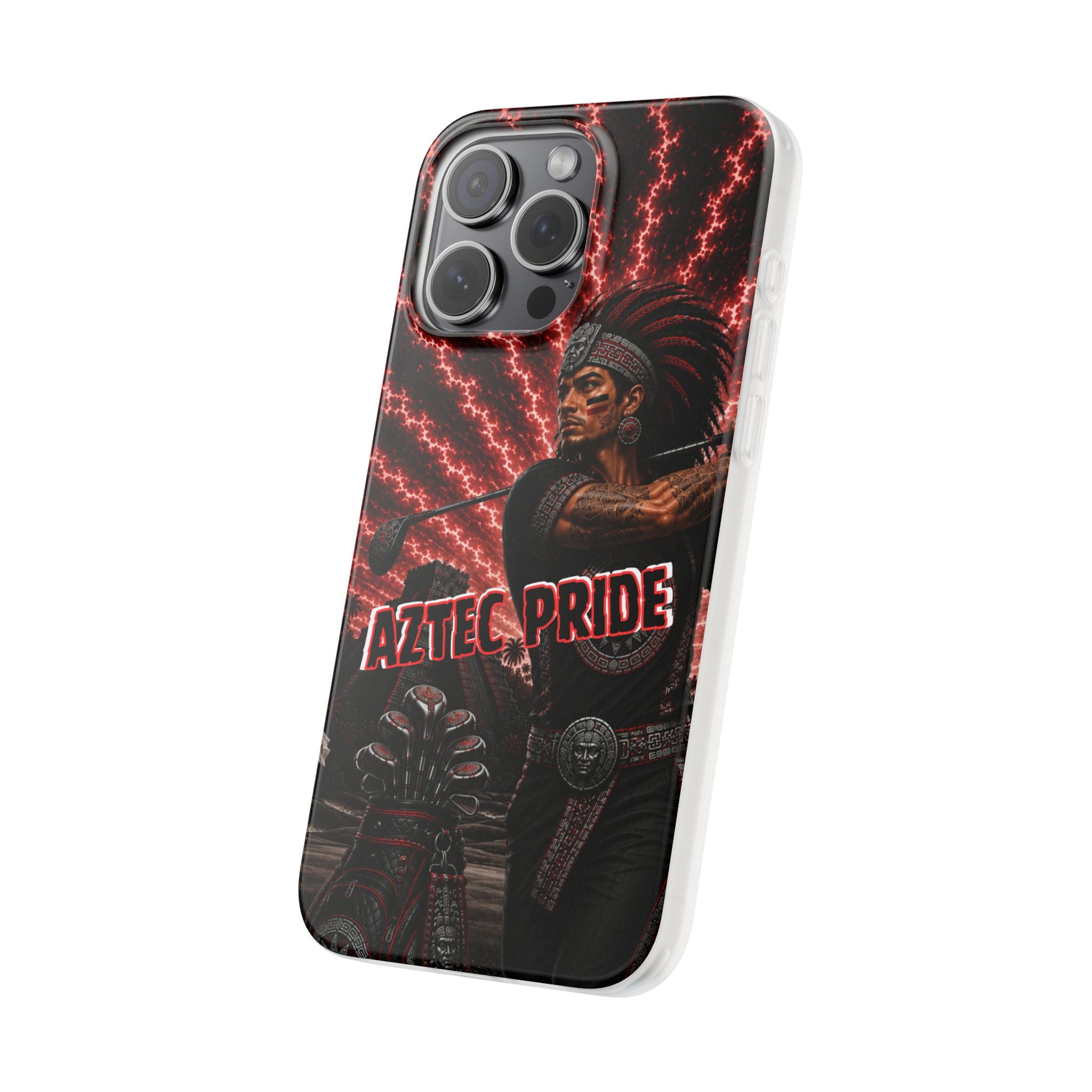 Aztec Golf Male Warrior – Flexi Phone Case (iPhone & Samsung • Clear TPU • Made & Shipped in the USA • 🚚 FREE USA Shipping • Personalized Option)