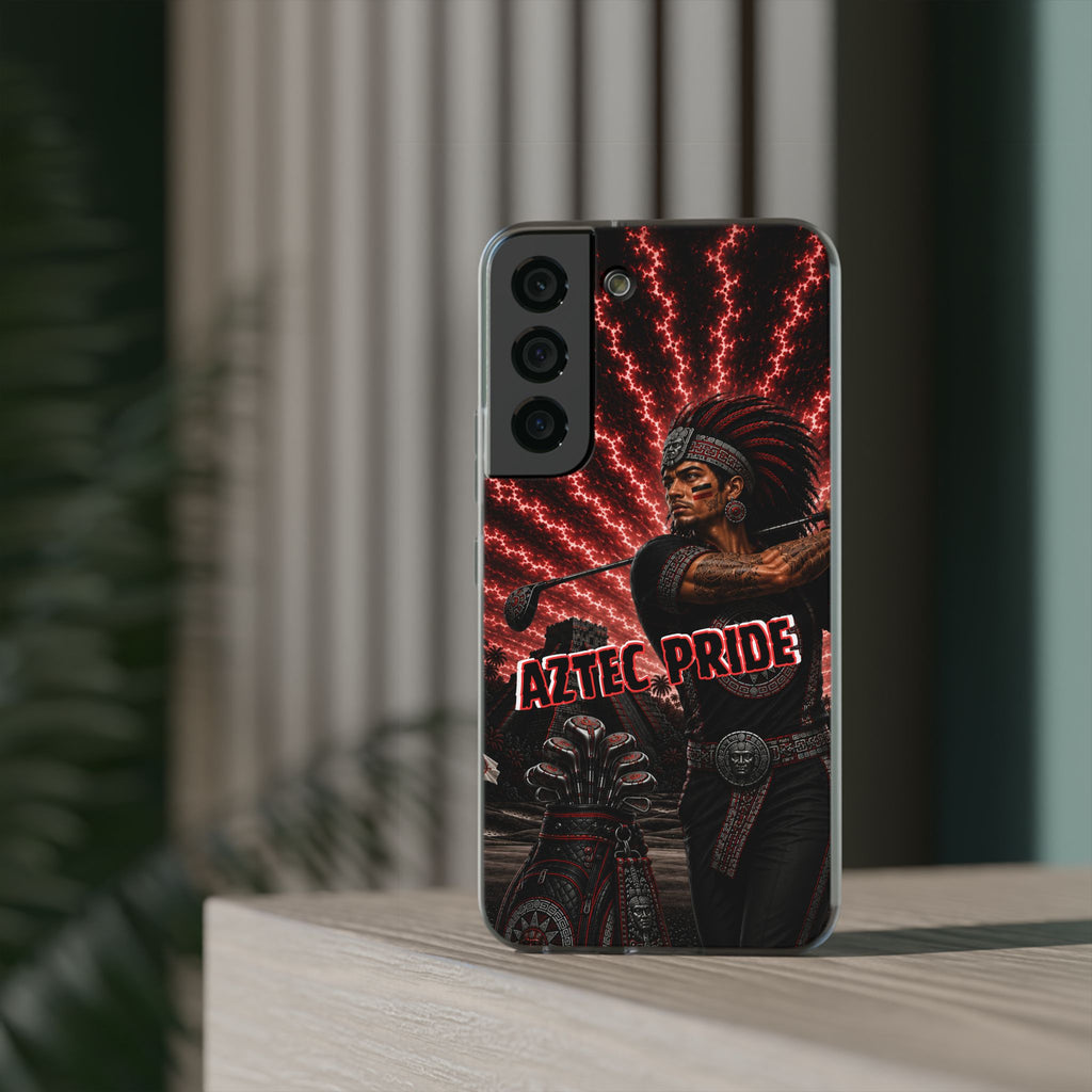 Aztec Golf Male Warrior – Flexi Phone Case (iPhone & Samsung • Clear TPU • Made & Shipped in the USA • 🚚 FREE USA Shipping • Personalized Option)