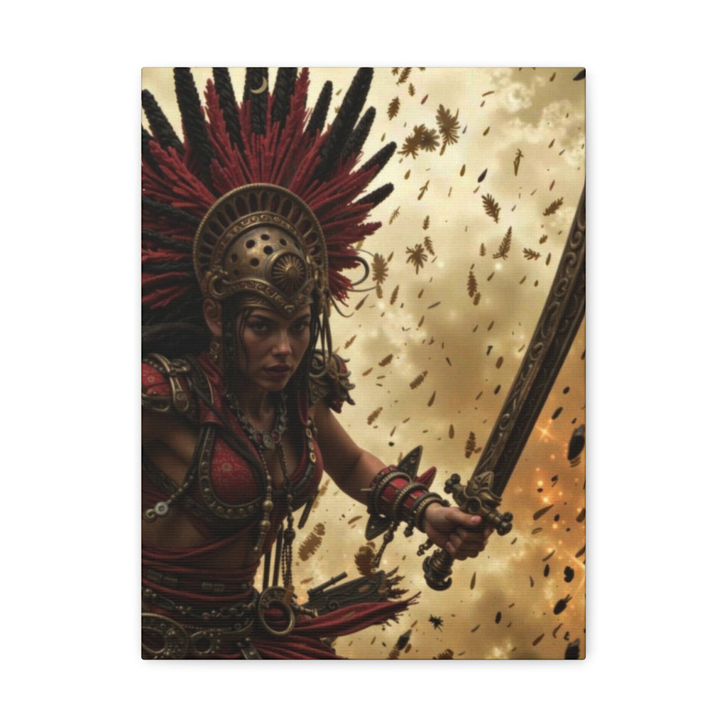 Aztec Bloodwar Queen – Bold Aztec Wall Art Canvas