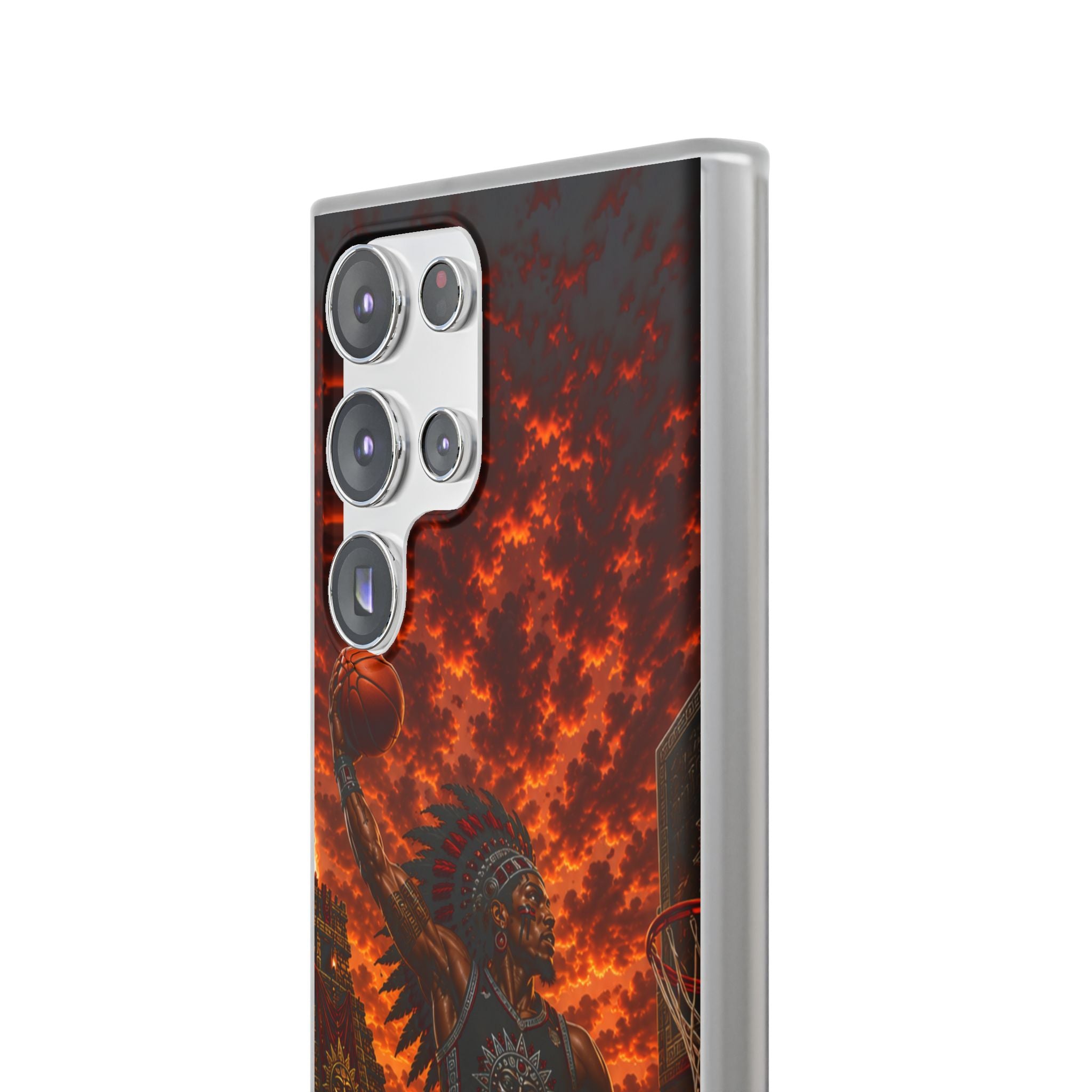 Aztec Basketball Male Warrior – Flexi Phone Case (iPhone & Samsung • Clear TPU • Made & Shipped in the USA • 🚚 FREE USA Shipping • Personalized Option)