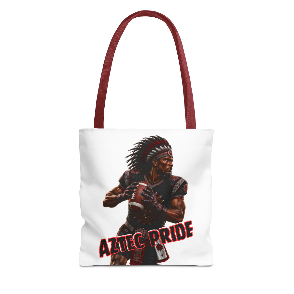 Aztec Football Quarterback Warrior Tote Bag | Aztec-Inspired AI Art • Made & Shipped in the USA • 🚚 FREE USA Shipping • FREE Personalization
