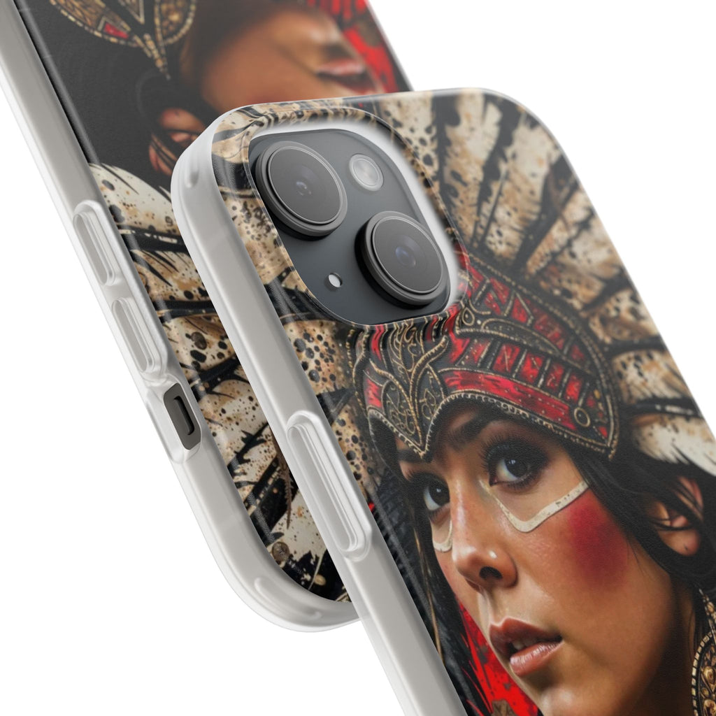 Aztec Moon Goddess – Flexi Phone Case (iPhone & Samsung • Clear TPU • Made in USA • Personalized Option)