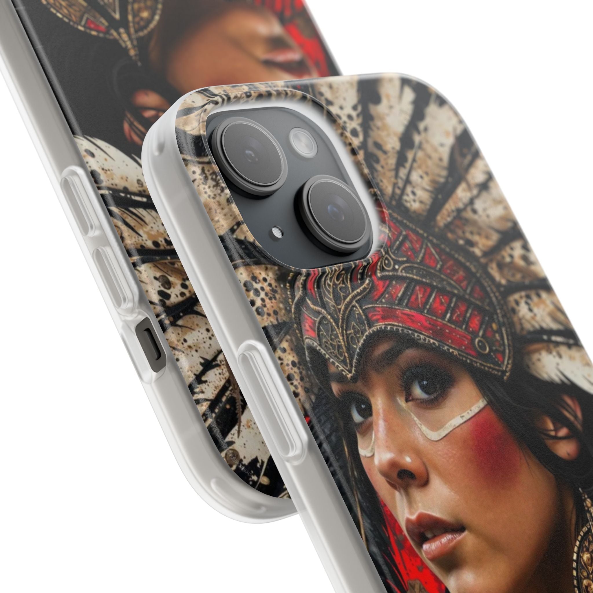 Aztec Moon Goddess – Flexi Phone Case (iPhone & Samsung • Clear TPU • Made in USA • Personalized Option)