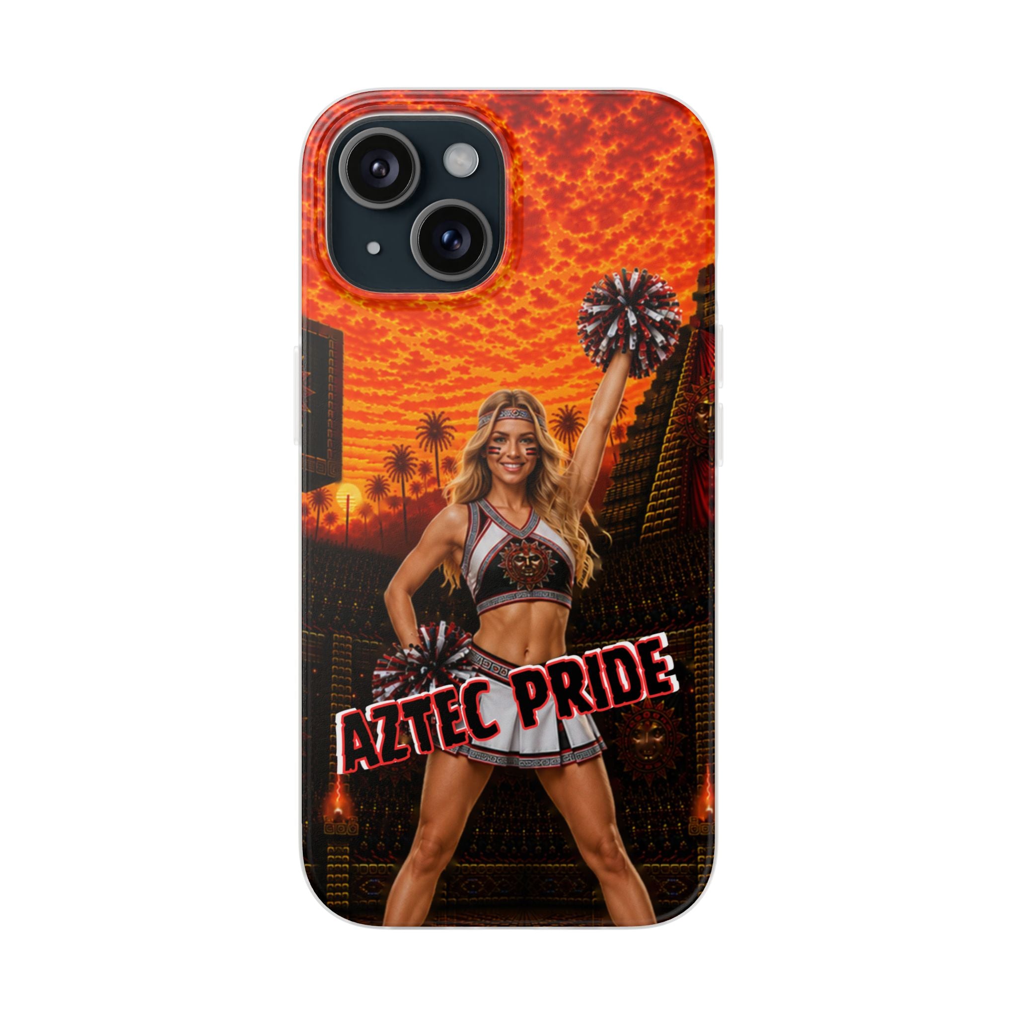 Aztec Cheerleader Warrior – Flexi Phone Case (iPhone & Samsung • Clear TPU • Made & Shipped in the USA • 🚚 FREE USA Shipping • Personalized Option)