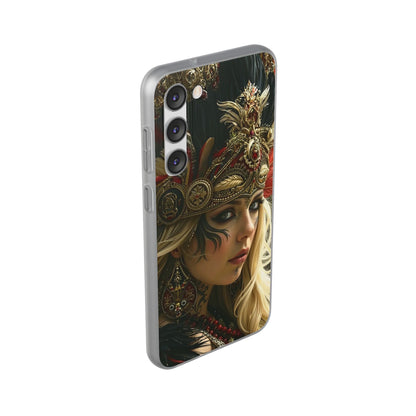 Aztec Fireheart Queen – Flexi Phone Case (iPhone & Samsung • Clear TPU • Made in USA • Personalized Option)