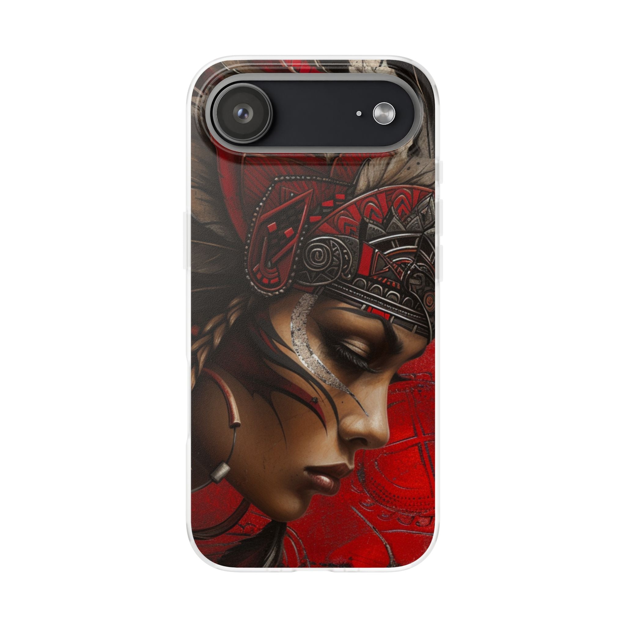 Aztec Sun Goddess – Flexi Phone Case (iPhone & Samsung • Clear TPU • Made in USA • Personalized Option)