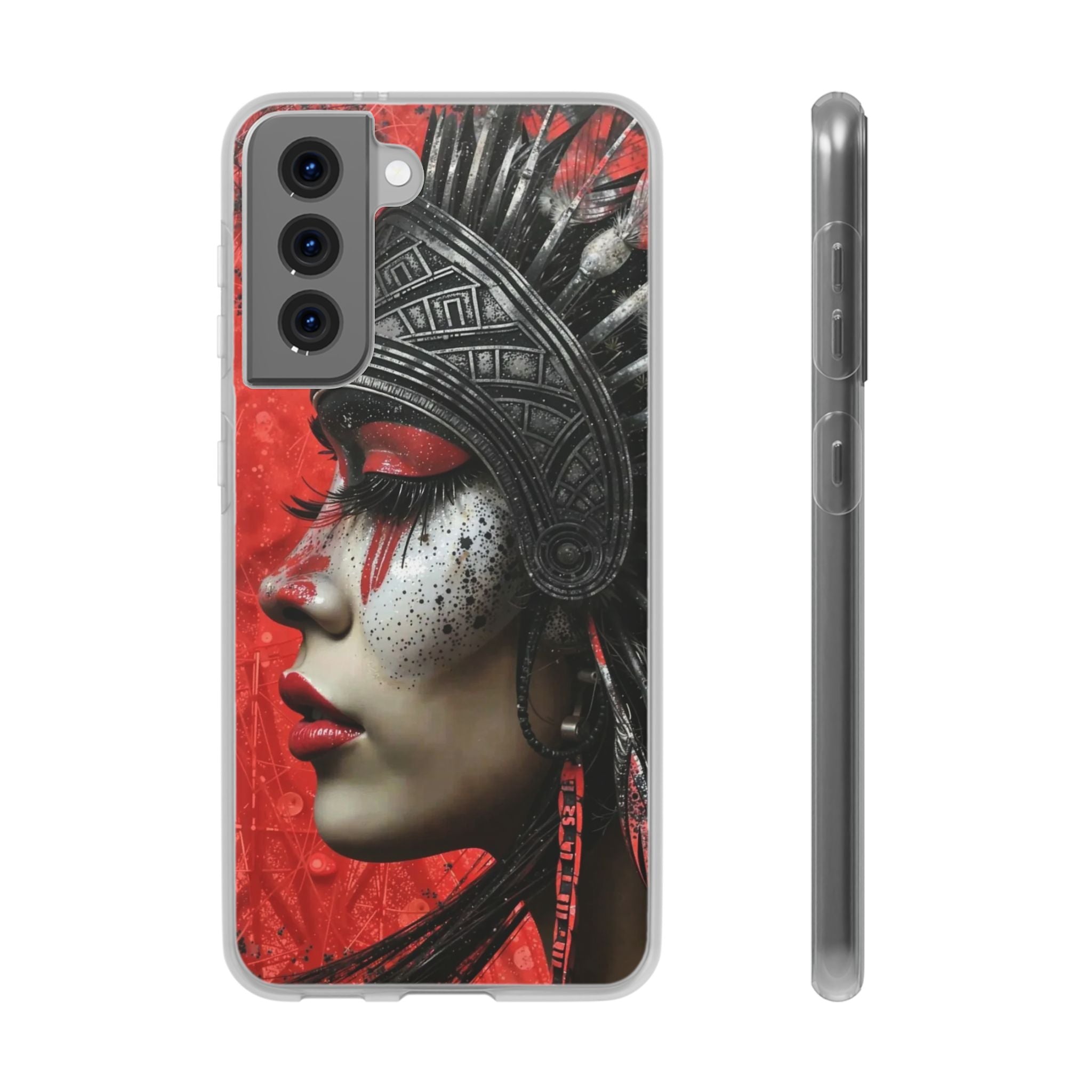 Aztec Fearless Goddess – Flexi Phone Case (iPhone & Samsung • Clear TPU • Made in USA • Personalized Option)