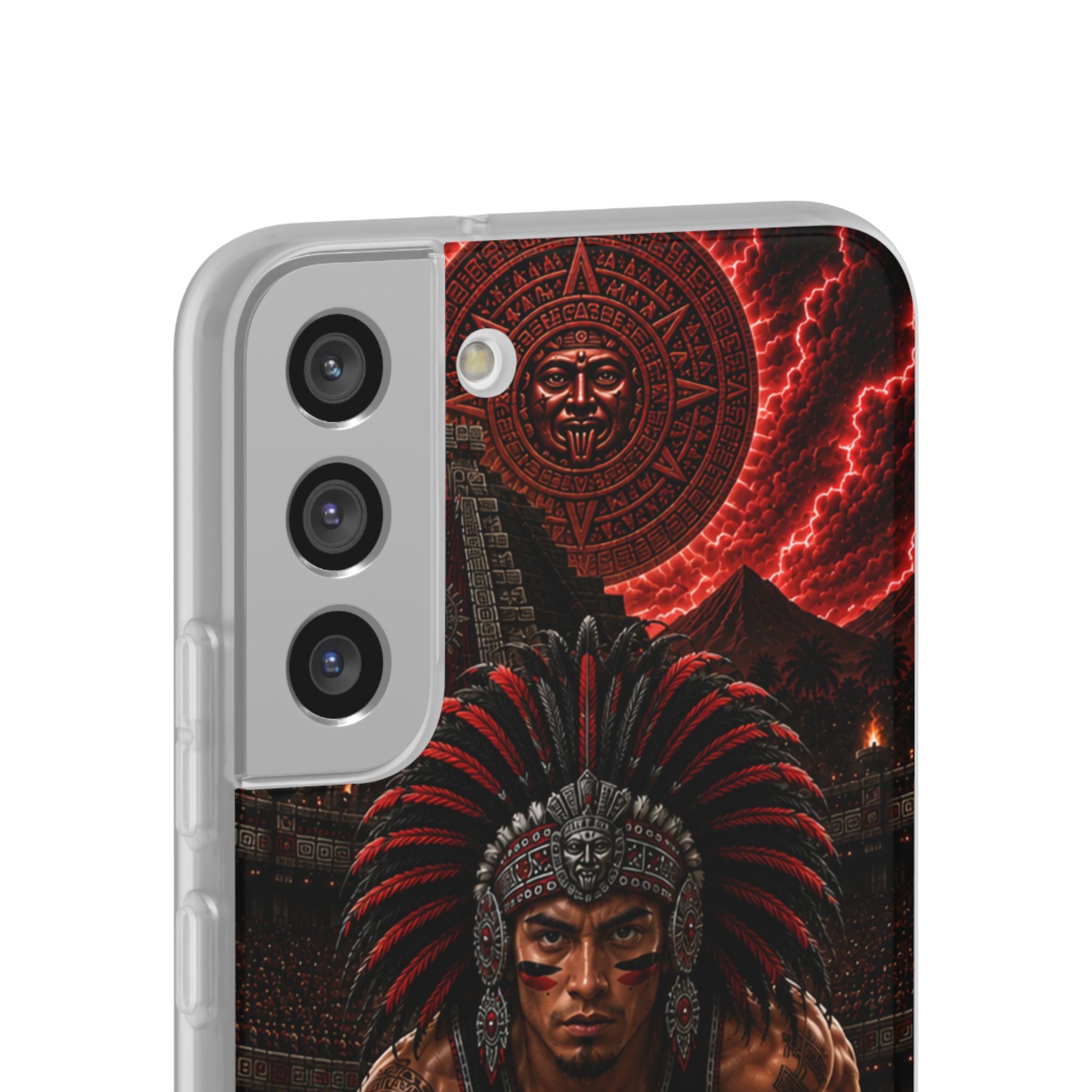 Aztec Track & Field Male Warrior – Flexi Phone Case (iPhone & Samsung • Clear TPU • Made & Shipped in the USA • 🚚 FREE USA Shipping • Personalized Option)