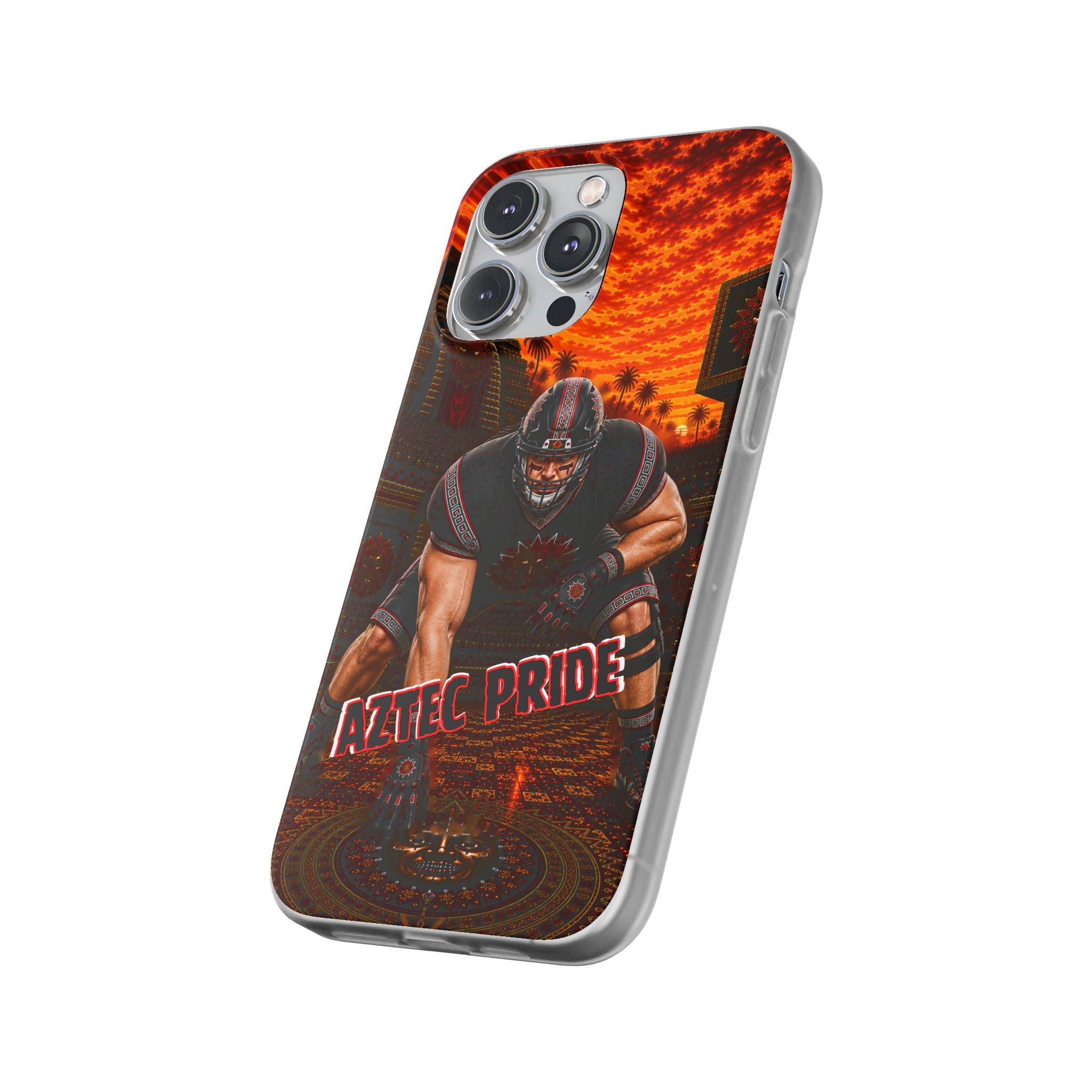 Aztec Football Warrior – Flexi Phone Case (iPhone & Samsung • Clear TPU • Made & Shipped in the USA • 🚚 FREE USA Shipping • Personalized Option)