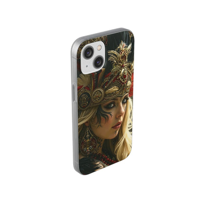 Aztec Fireheart Queen – Flexi Phone Case (iPhone & Samsung • Clear TPU • Made in USA • Personalized Option)