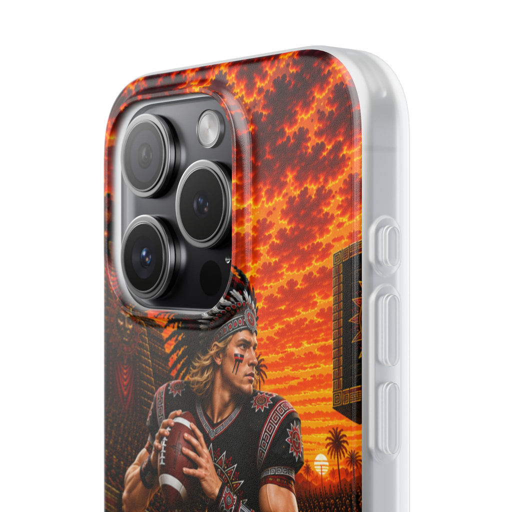 Aztec Football Warrior – Flexi Phone Case (iPhone & Samsung • Clear TPU • Made & Shipped in the USA • 🚚 FREE USA Shipping • Personalized Option)
