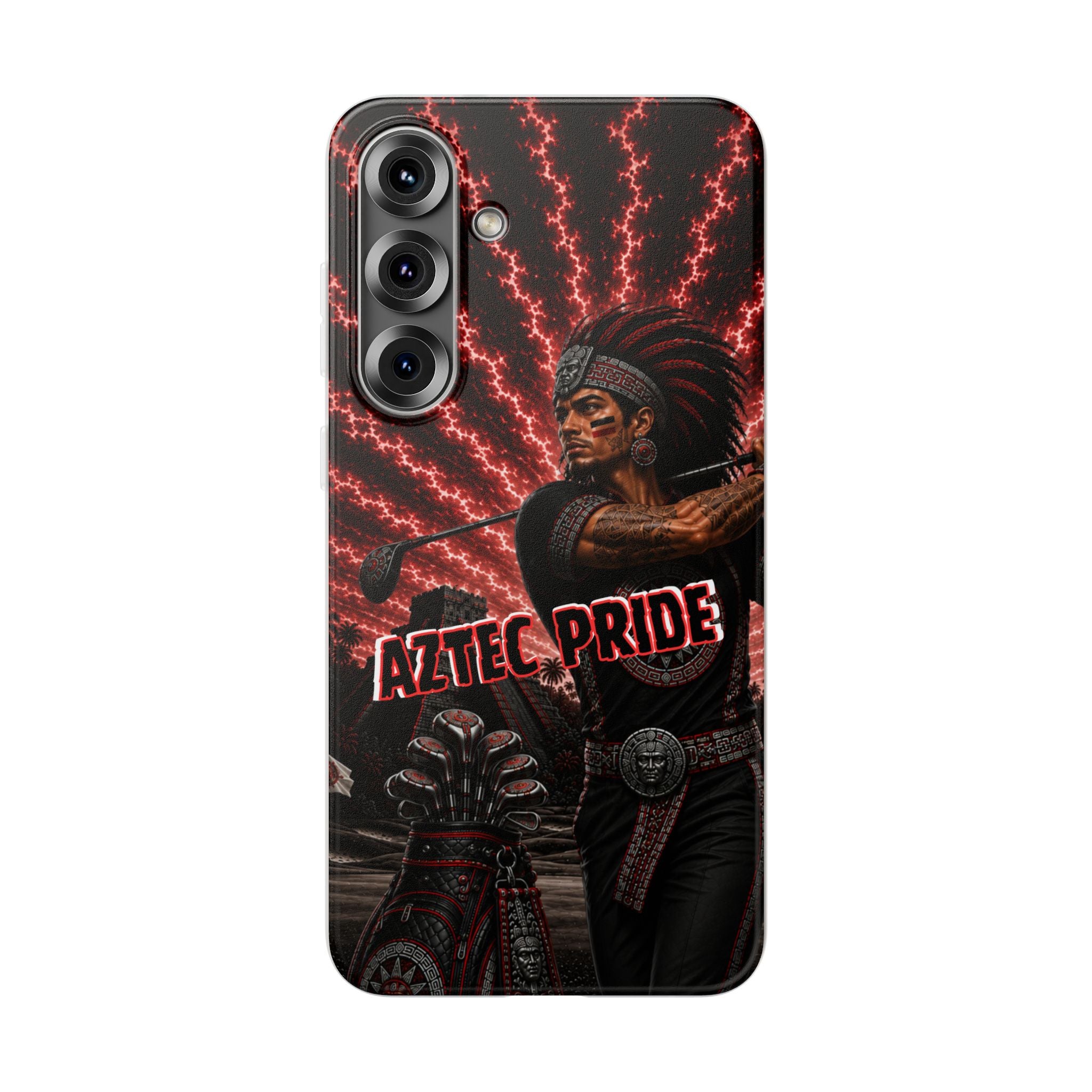 Aztec Golf Male Warrior – Flexi Phone Case (iPhone & Samsung • Clear TPU • Made & Shipped in the USA • 🚚 FREE USA Shipping • Personalized Option)