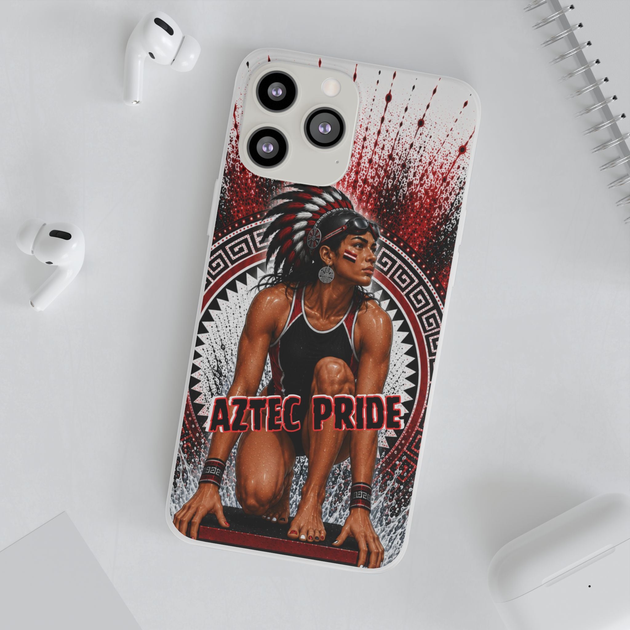 Aztec Swim & Dive Warrior – Flexi Phone Case (iPhone & Samsung • Clear TPU • Made & Shipped in the USA • 🚚 FREE USA Shipping • Personalized Option)
