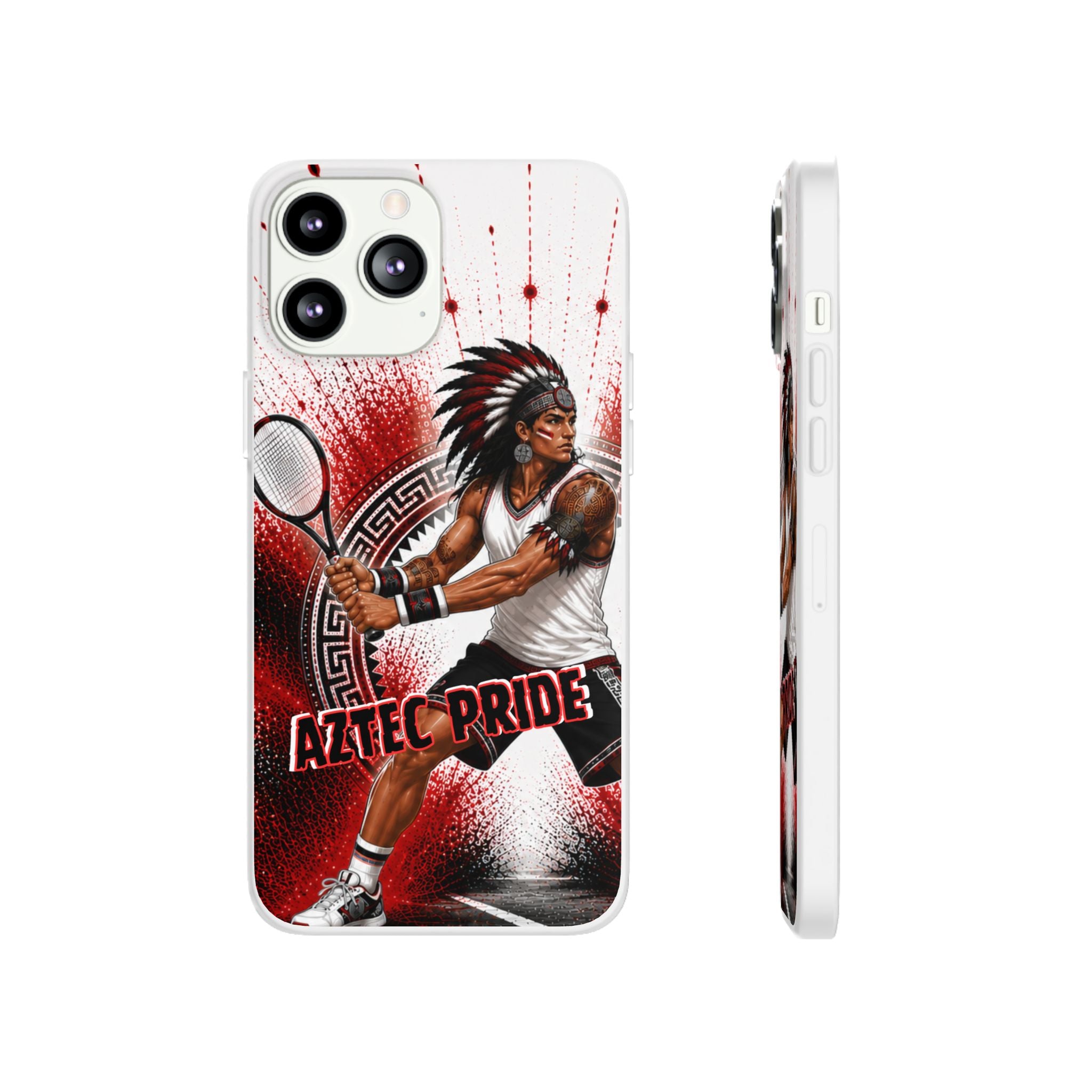 Aztec Tennis Male Warrior – Flexi Phone Case (iPhone & Samsung • Clear TPU • Made & Shipped in the USA • 🚚 FREE USA Shipping • Personalized Option)