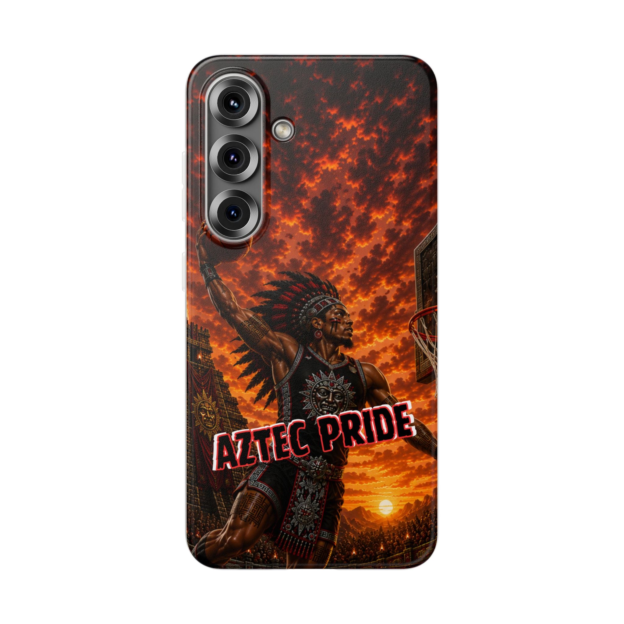 Aztec Basketball Male Warrior – Flexi Phone Case (iPhone & Samsung • Clear TPU • Made & Shipped in the USA • 🚚 FREE USA Shipping • Personalized Option)