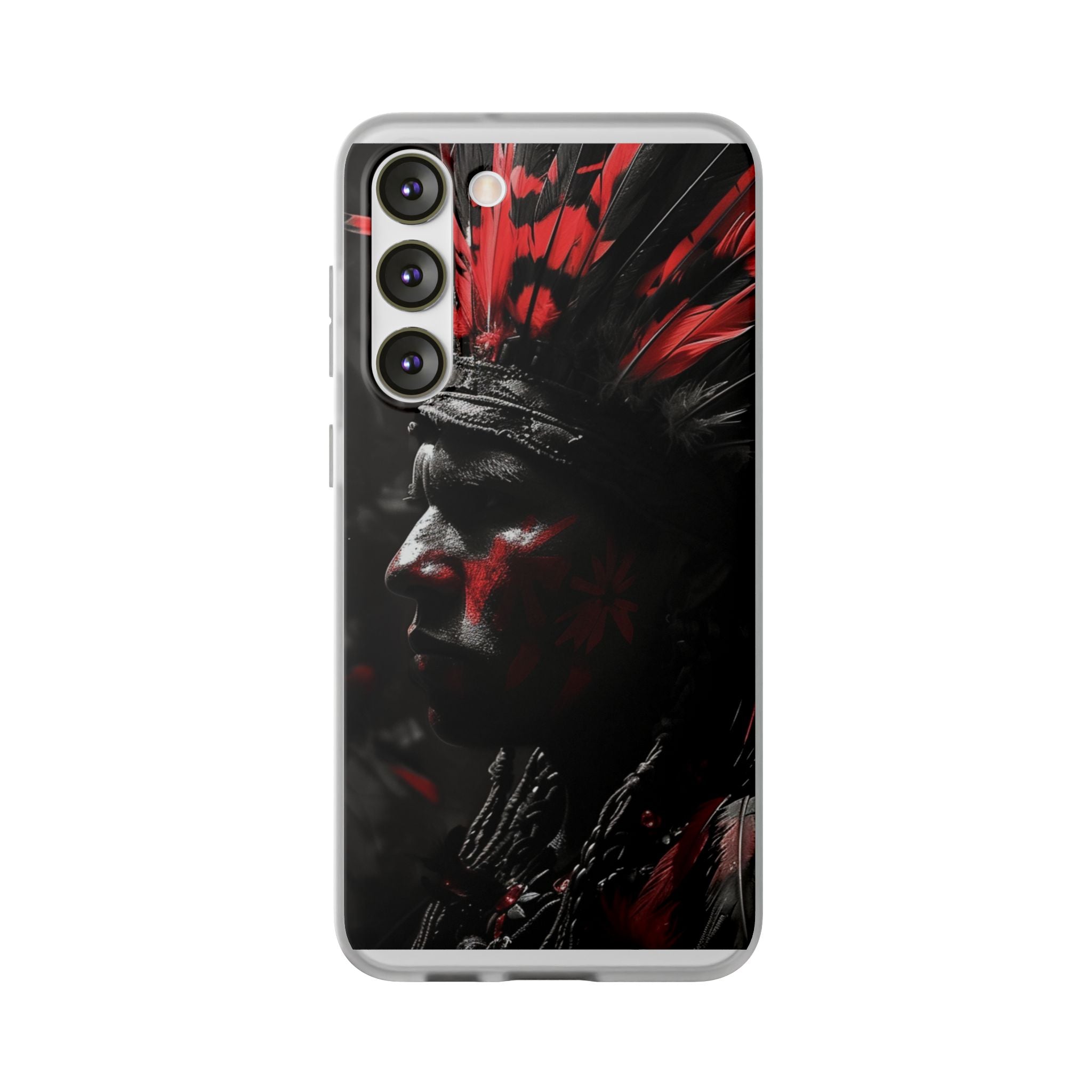 Aztec Jaguar Warrior – Flexi Phone Case (iPhone & Samsung • Clear TPU • Made in USA • Personalized Option)