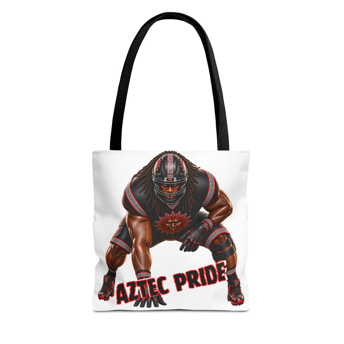 Aztec Football O-Line Warrior Tote Bag | Aztec-Inspired AI Art • Made & Shipped in the USA • 🚚 FREE USA Shipping • FREE Personalization