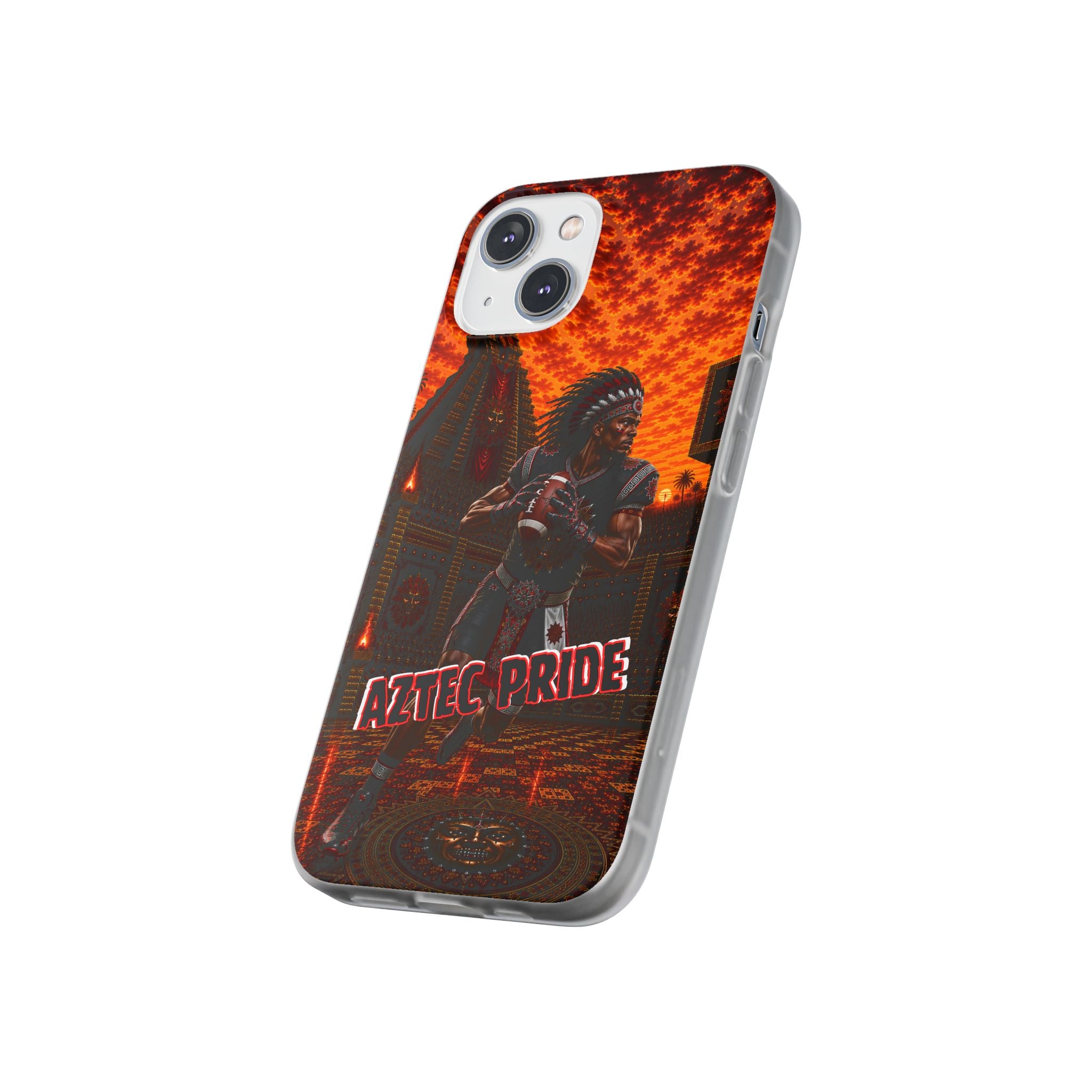 Aztec Football Warrior – Flexi Phone Case (iPhone & Samsung • Clear TPU • Made & Shipped in the USA • 🚚 FREE USA Shipping • Personalized Option)