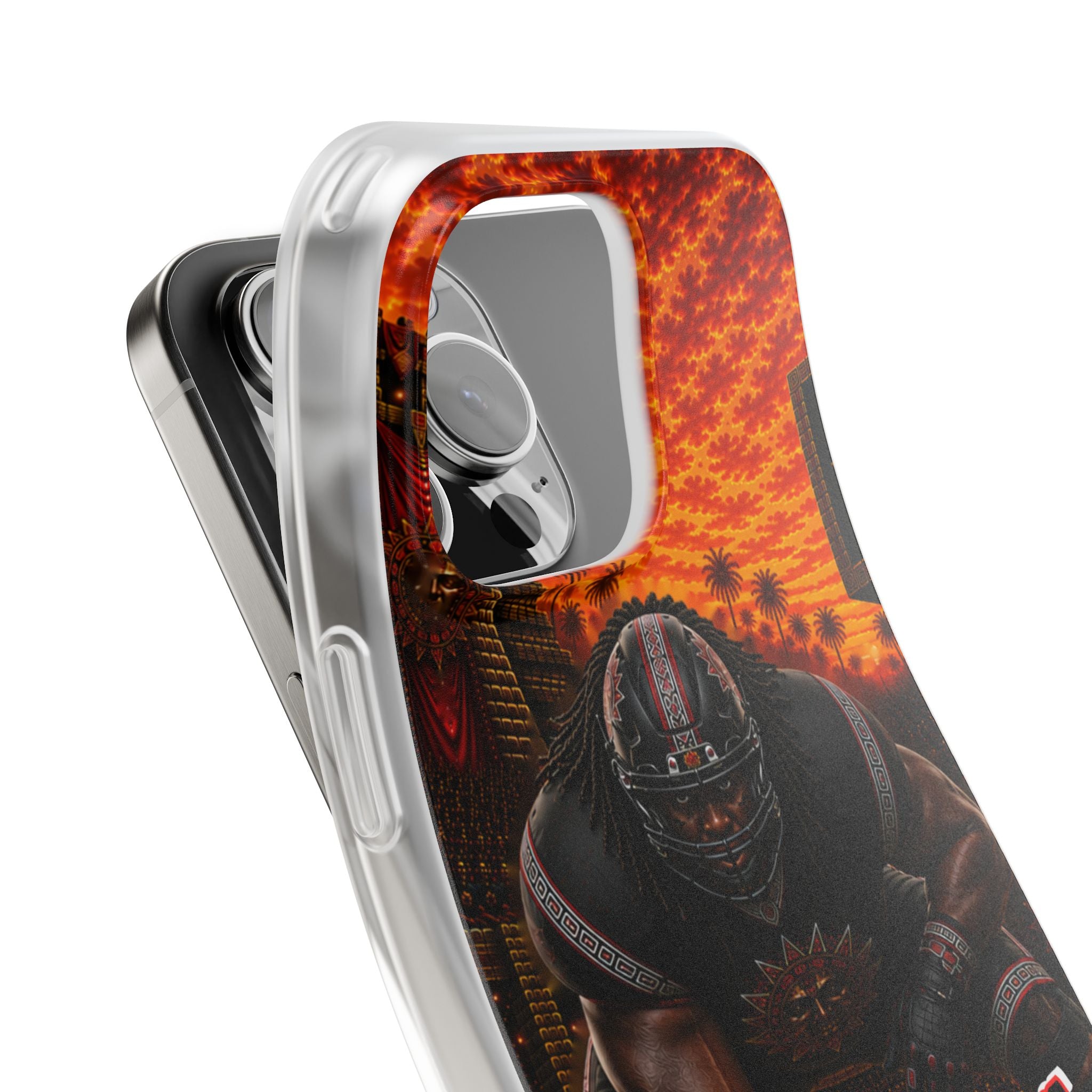 Aztec Football Warrior – Flexi Phone Case (iPhone & Samsung • Clear TPU • Made & Shipped in the USA • 🚚 FREE USA Shipping • Personalized Option)