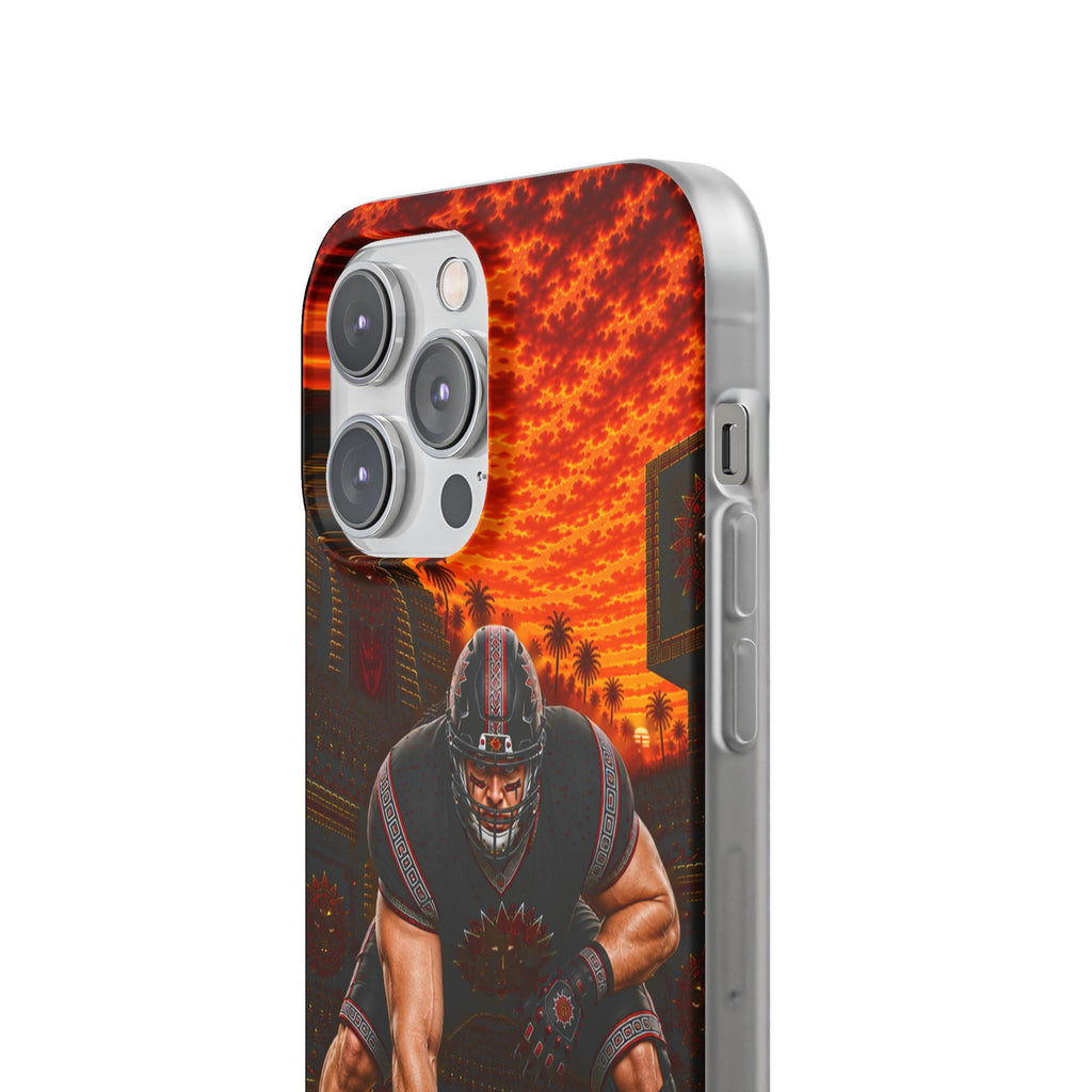 Aztec Football Warrior – Flexi Phone Case (iPhone & Samsung • Clear TPU • Made & Shipped in the USA • 🚚 FREE USA Shipping • Personalized Option)