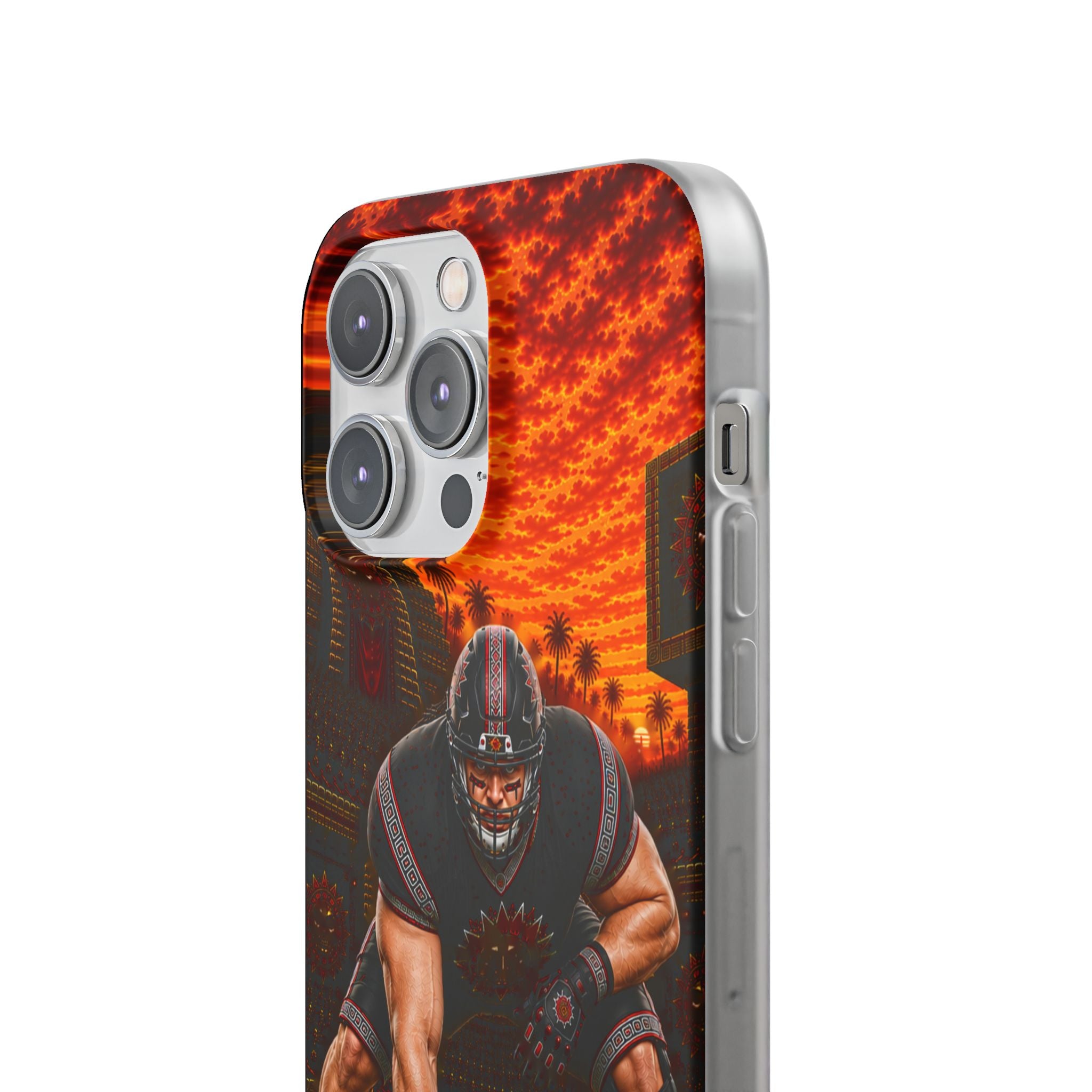 Aztec Football Warrior – Flexi Phone Case (iPhone & Samsung • Clear TPU • Made & Shipped in the USA • 🚚 FREE USA Shipping • Personalized Option)