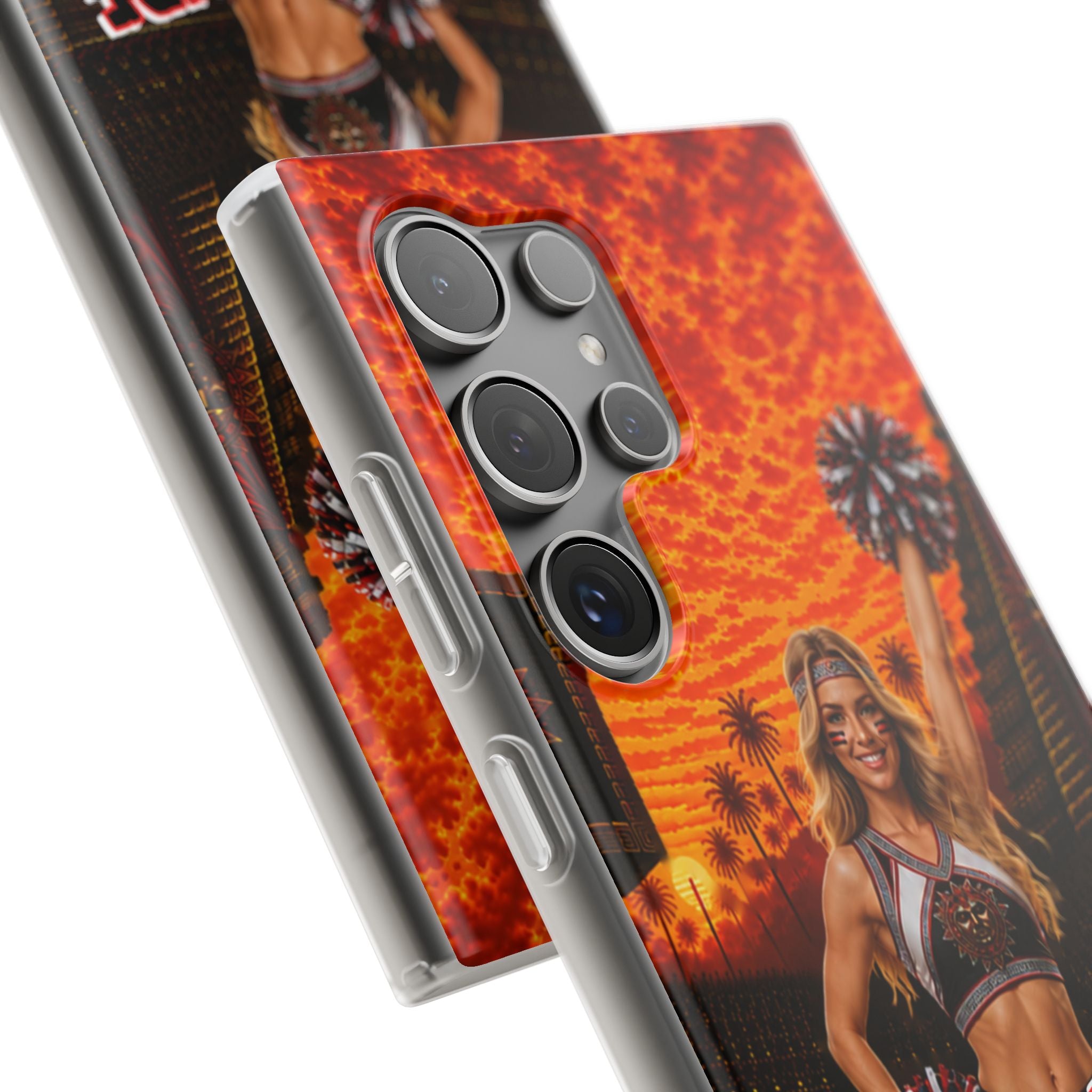 Aztec Cheerleader Warrior – Flexi Phone Case (iPhone & Samsung • Clear TPU • Made & Shipped in the USA • 🚚 FREE USA Shipping • Personalized Option)