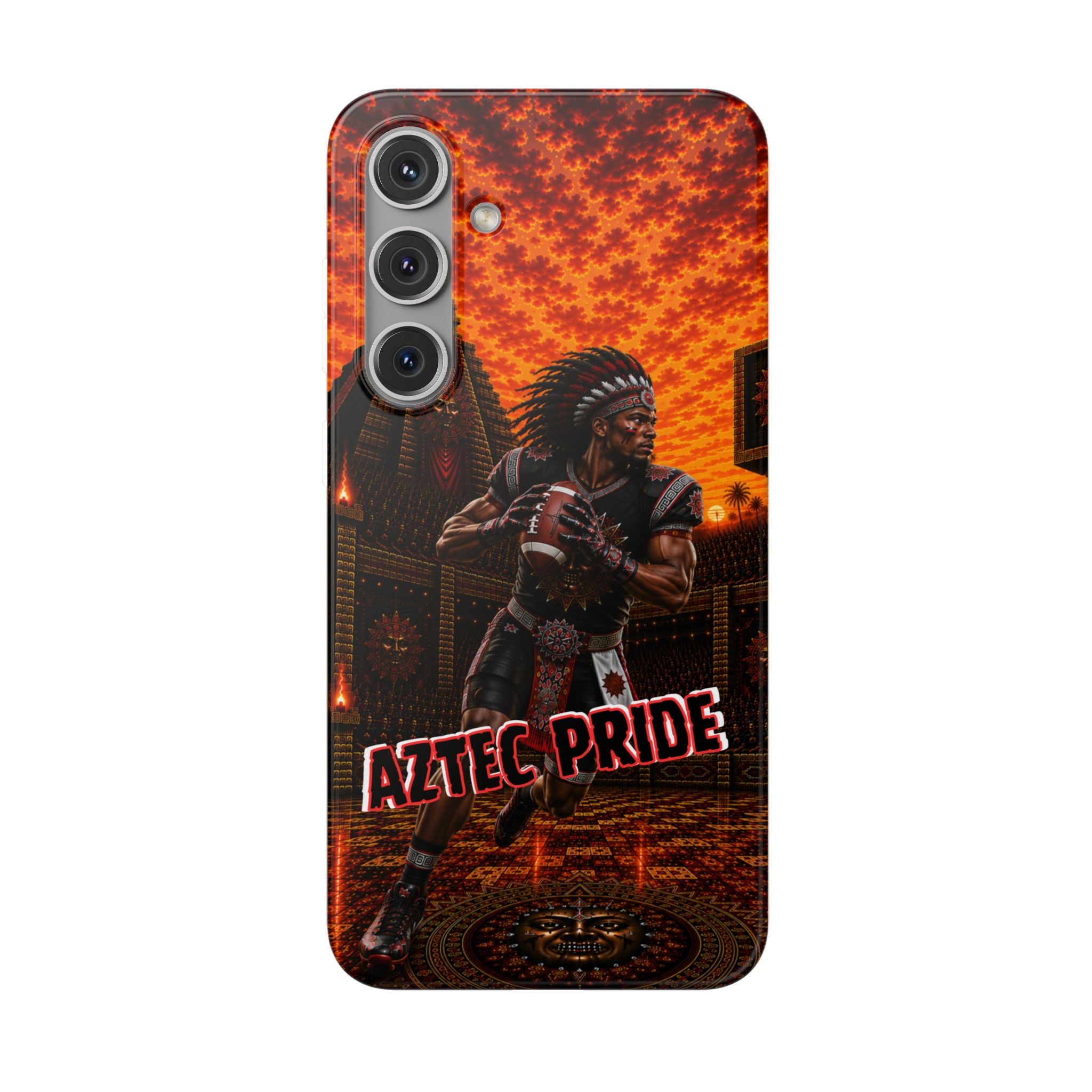 Aztec Football Warrior – Flexi Phone Case (iPhone & Samsung • Clear TPU • Made & Shipped in the USA • 🚚 FREE USA Shipping • Personalized Option)