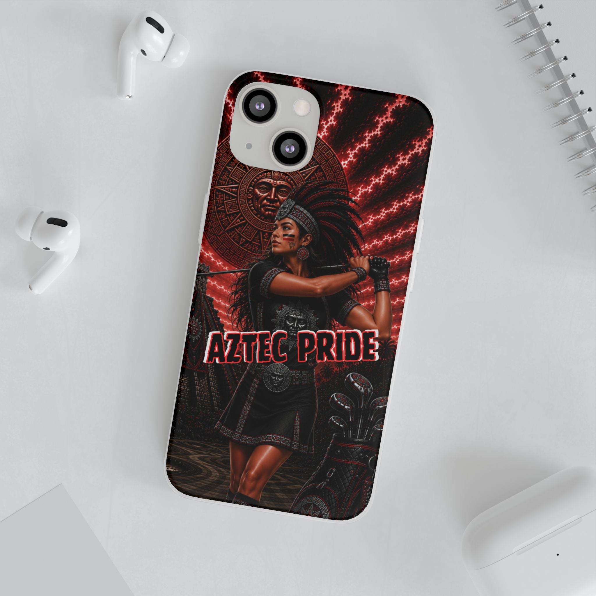 Aztec Golf Female Warrior – Flexi Phone Case (iPhone & Samsung • Clear TPU • Made & Shipped in the USA • 🚚 FREE USA Shipping • Personalized Option)