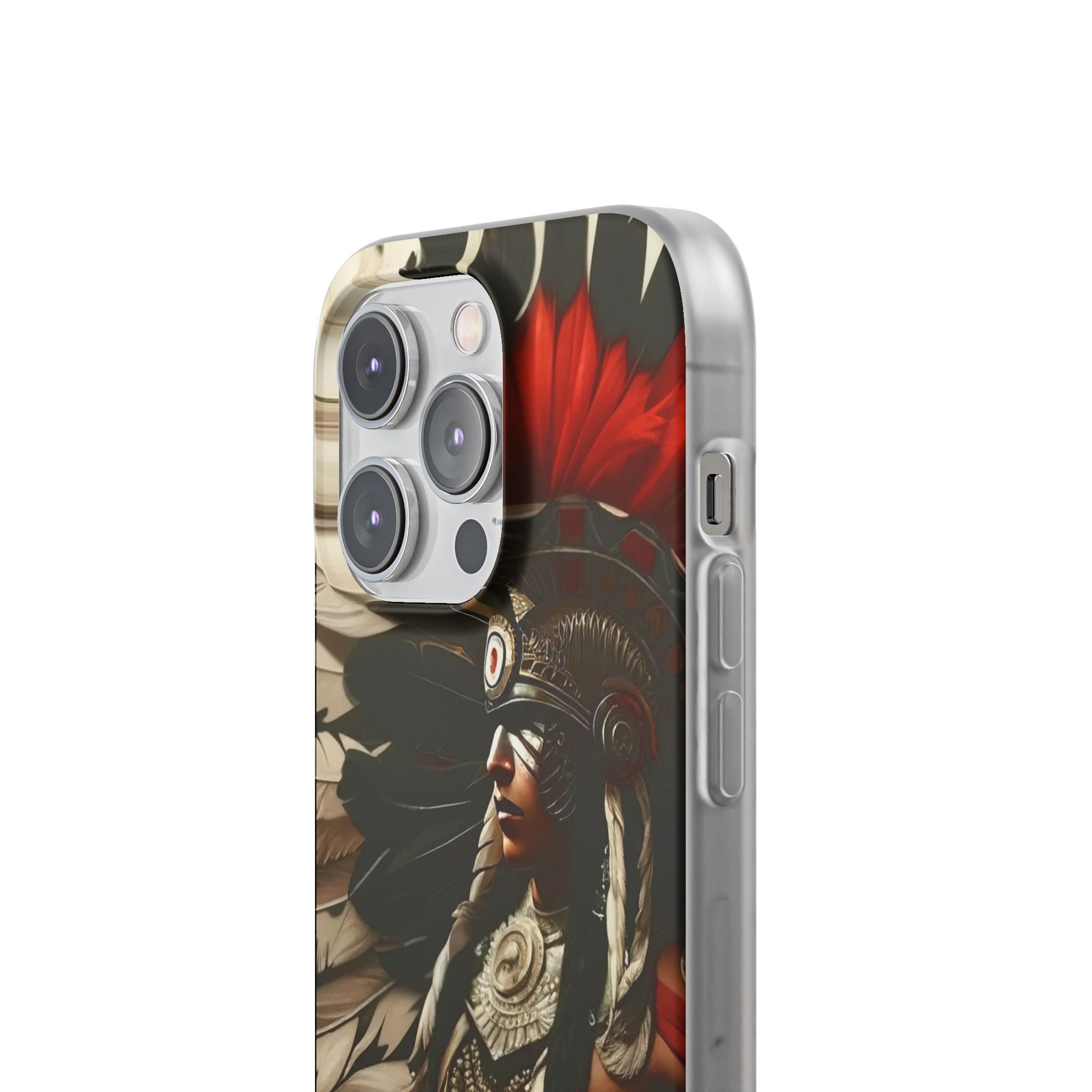 Aztec Fierce Warrior – Flexi Phone Case (iPhone & Samsung • Clear TPU • Made in USA • Personalized Option)