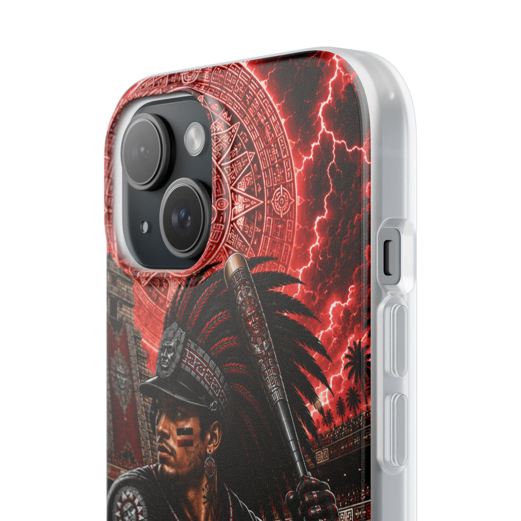 Aztec Baseball Warrior – Flexi Phone Case (iPhone & Samsung • Clear TPU • Made & Shipped in the USA • 🚚 FREE USA Shipping • Personalized Option)