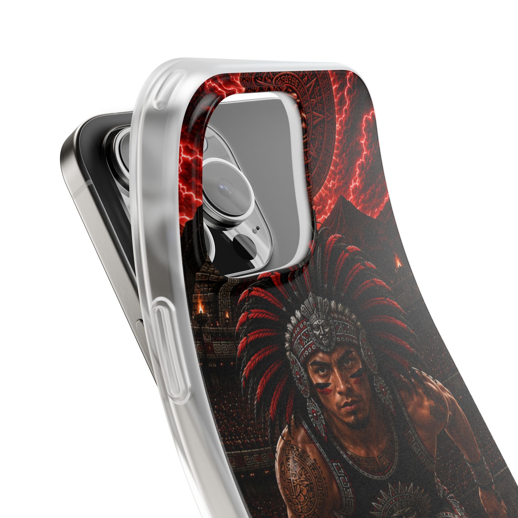 Aztec Track & Field Male Warrior – Flexi Phone Case (iPhone & Samsung • Clear TPU • Made & Shipped in the USA • 🚚 FREE USA Shipping • Personalized Option)