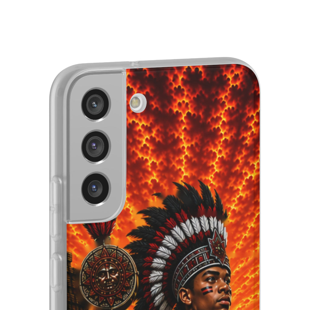 Aztec Drum Major Warrior – Flexi Phone Case (iPhone & Samsung • Clear TPU • Made & Shipped in the USA • 🚚 FREE USA Shipping • Personalized Option)