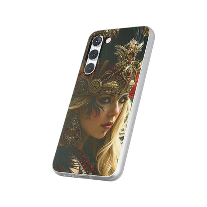 Aztec Fireheart Queen – Flexi Phone Case (iPhone & Samsung • Clear TPU • Made in USA • Personalized Option)