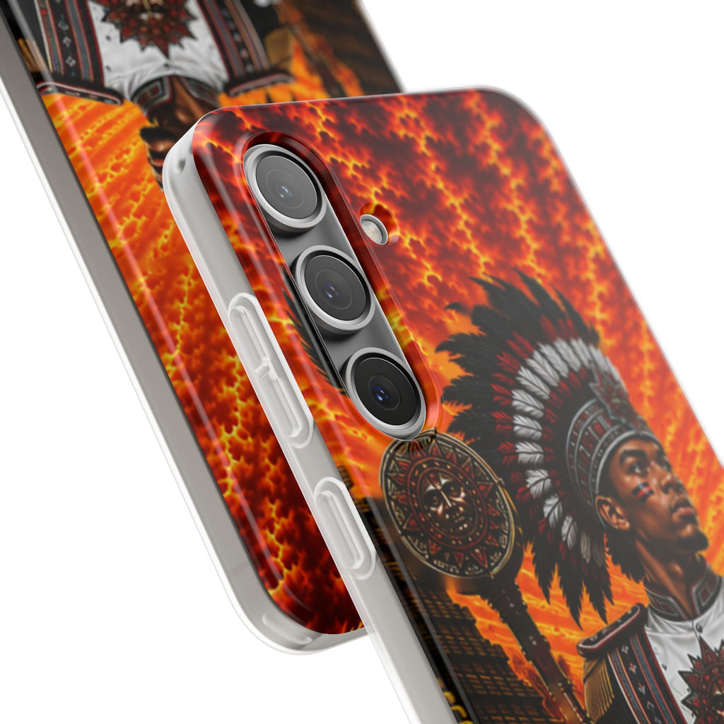 Aztec Drum Major Warrior – Flexi Phone Case (iPhone & Samsung • Clear TPU • Made & Shipped in the USA • 🚚 FREE USA Shipping • Personalized Option)