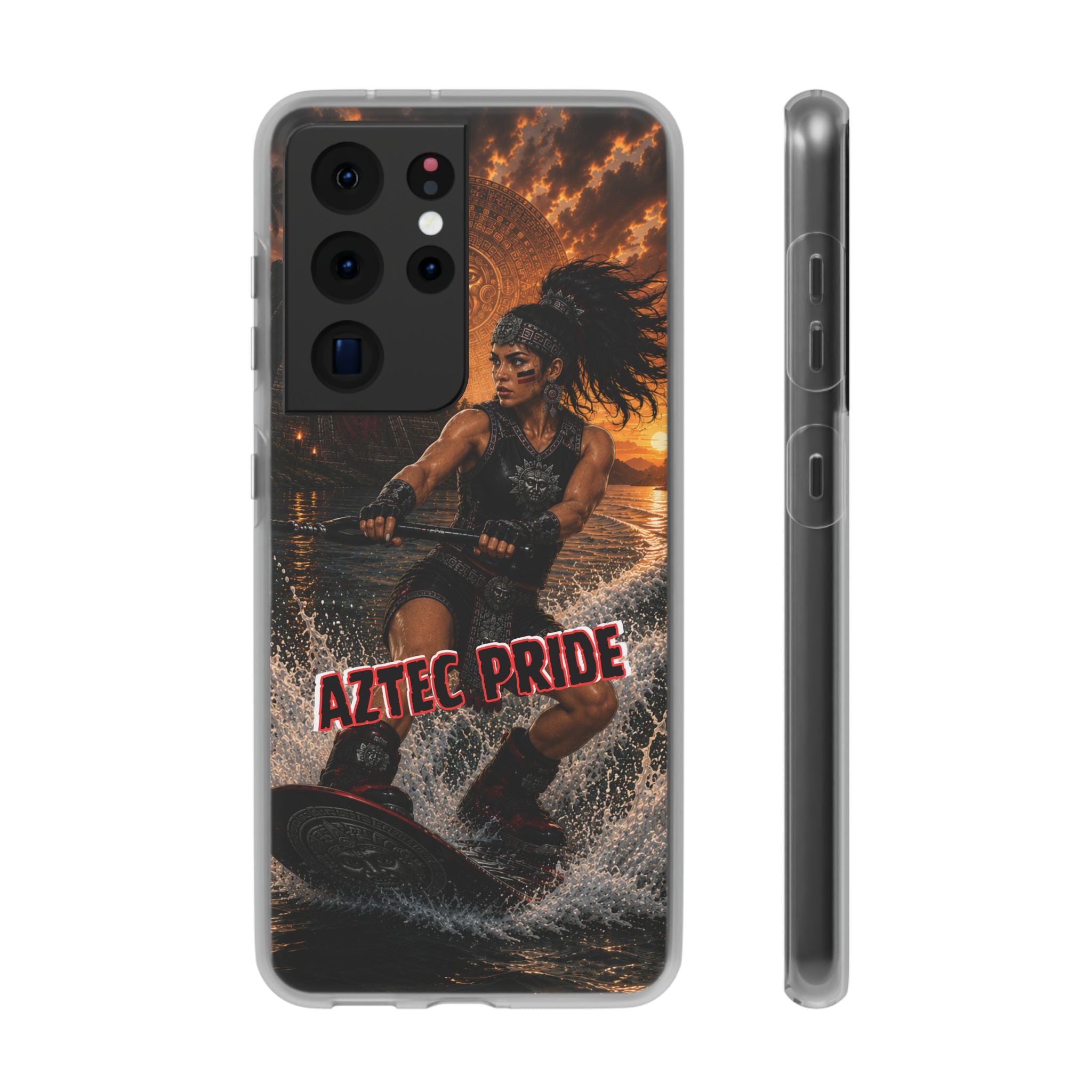Aztec Wakeboard Female Warrior – Flexi Phone Case (iPhone & Samsung • Clear TPU • Made & Shipped in the USA • 🚚 FREE USA Shipping • Personalized Option)