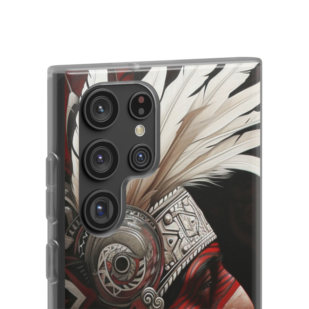 Aztec Warrior King – Flexi Phone Case (iPhone & Samsung • Clear TPU • Made in USA • Personalized Option)