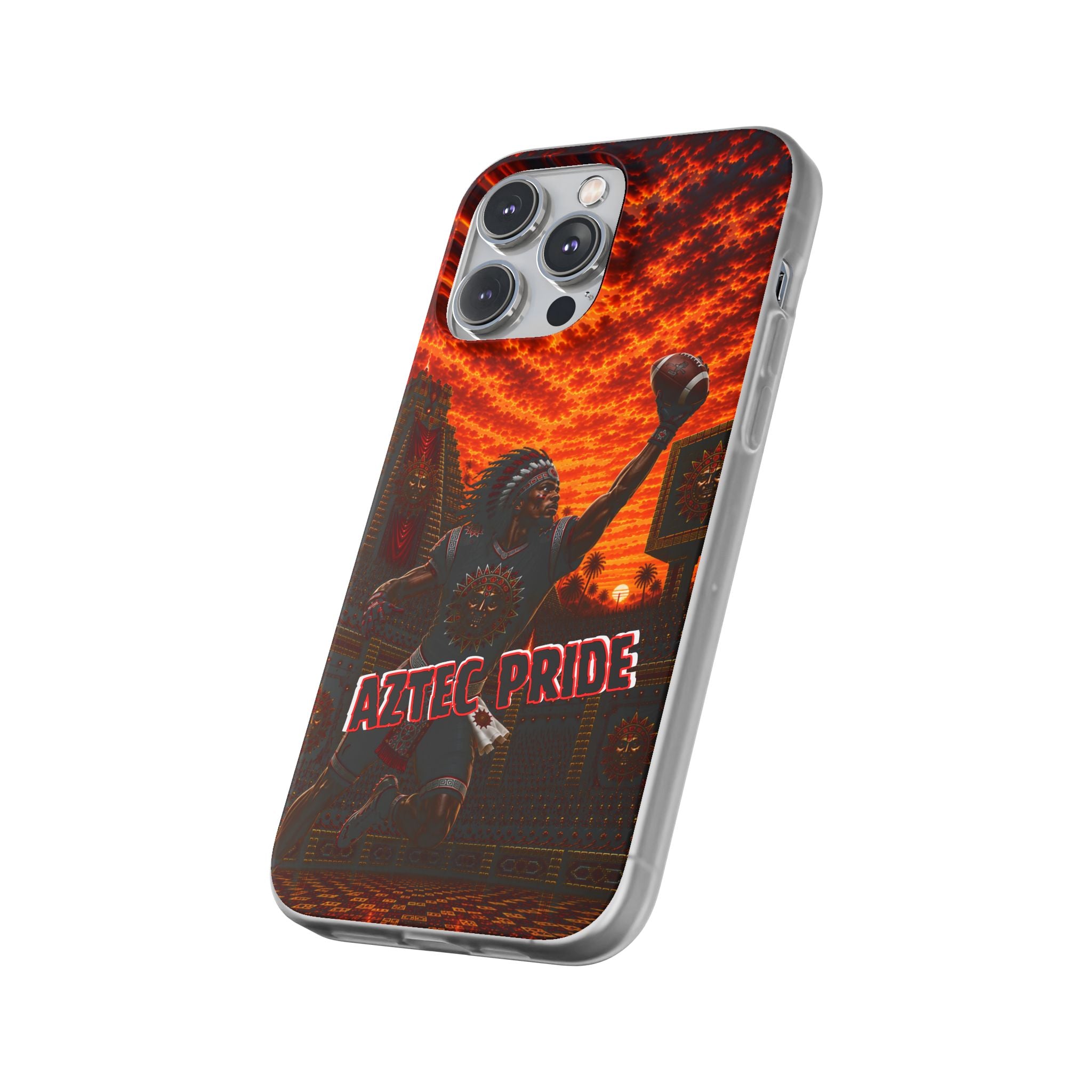 Aztec Football Warrior – Flexi Phone Case (iPhone & Samsung • Clear TPU • Made & Shipped in the USA • 🚚 FREE USA Shipping • Personalized Option)